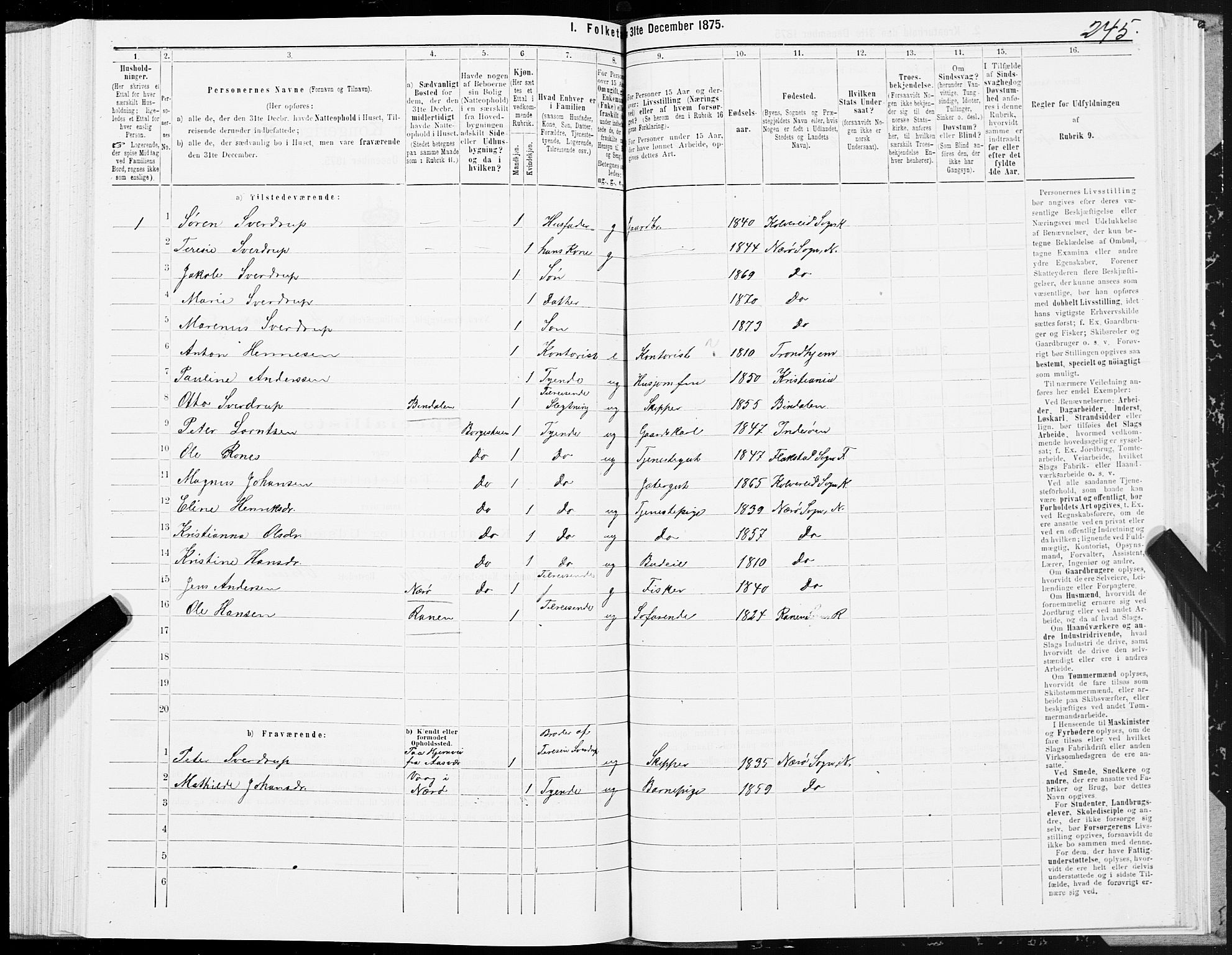 SAT, 1875 census for 1751P Nærøy, 1875, p. 2245