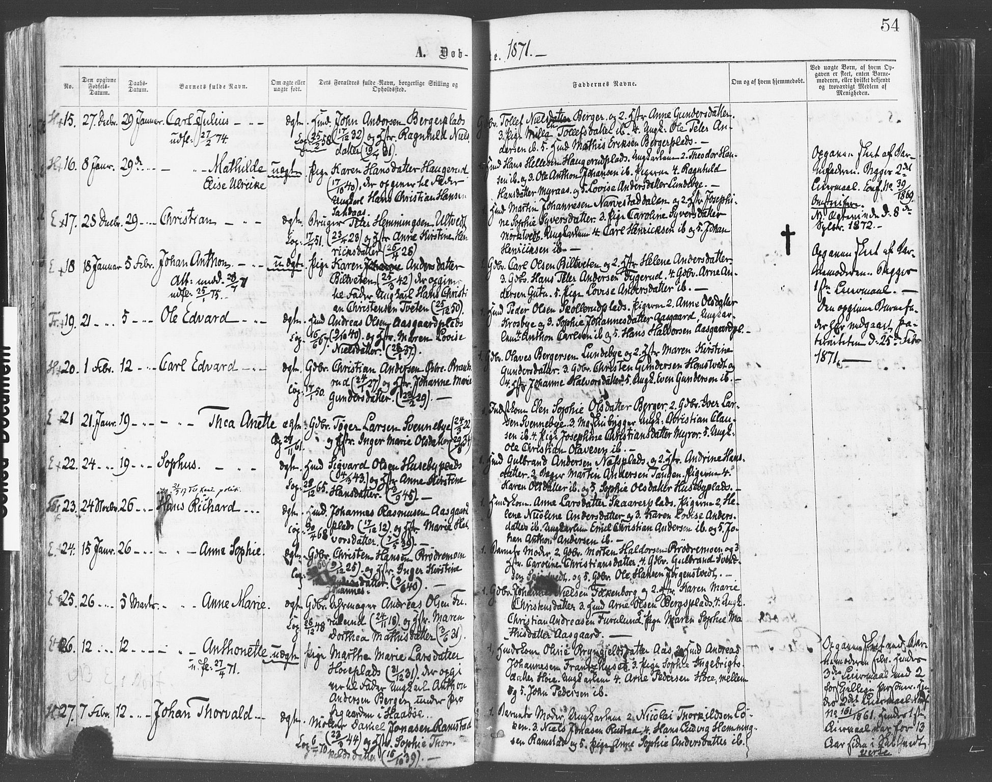 Eidsberg prestekontor Kirkebøker, SAO/A-10905/F/Fa/L0011: Parish register (official) no. I 11, 1867-1878, p. 54