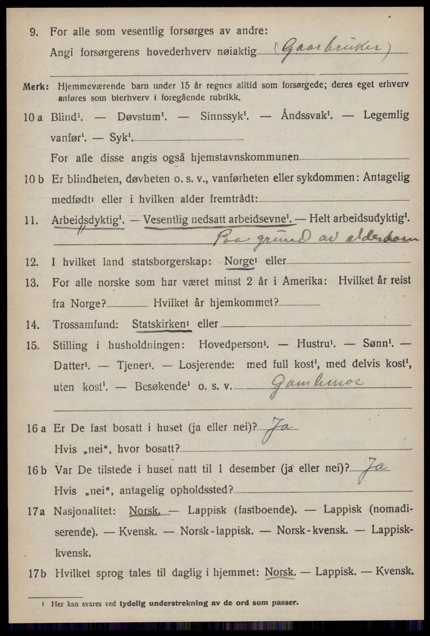 SAT, 1920 census for Orkland, 1920, p. 4037