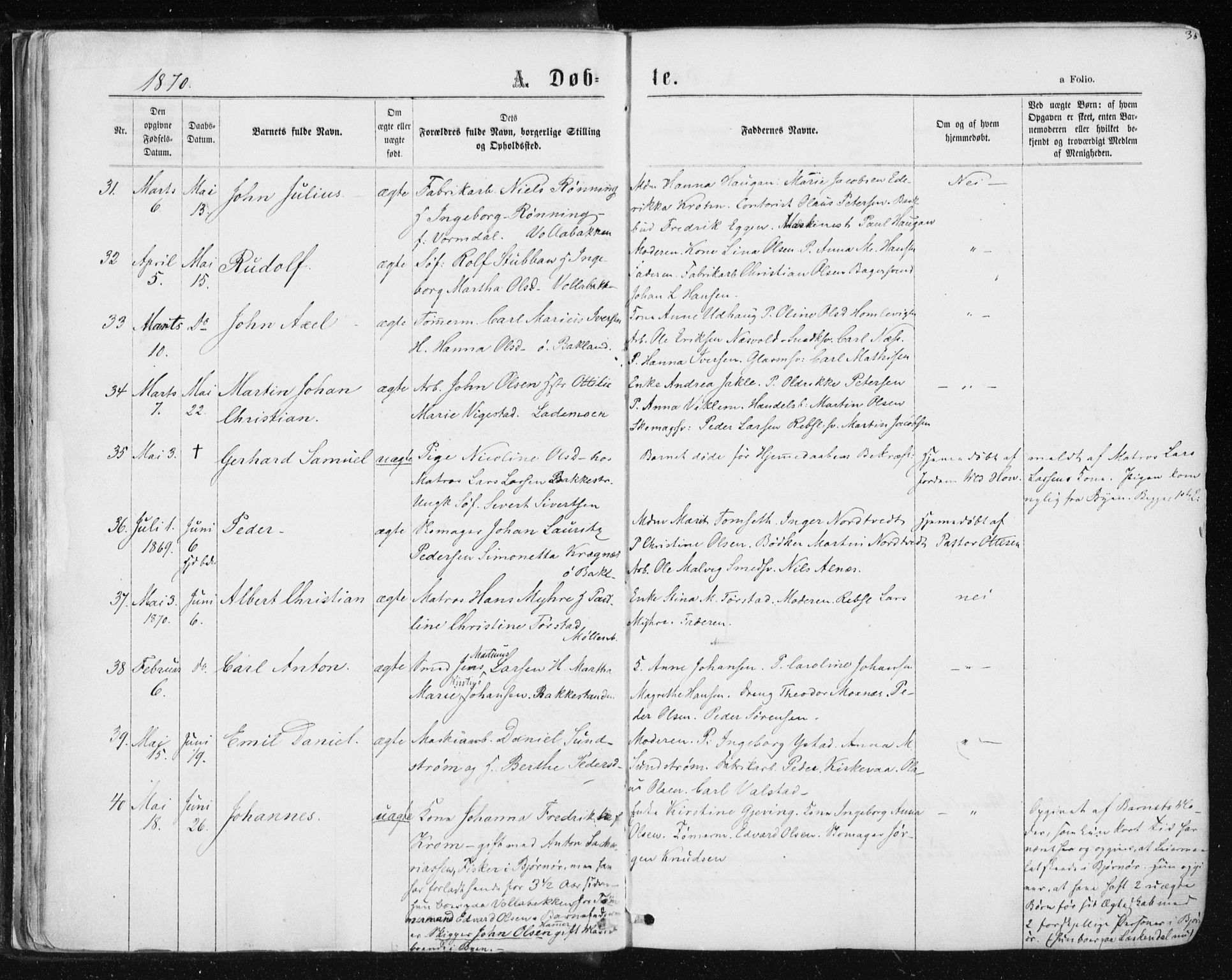 Ministerialprotokoller, klokkerbøker og fødselsregistre - Sør-Trøndelag, SAT/A-1456/604/L0186: Parish register (official) no. 604A07, 1866-1877, p. 36