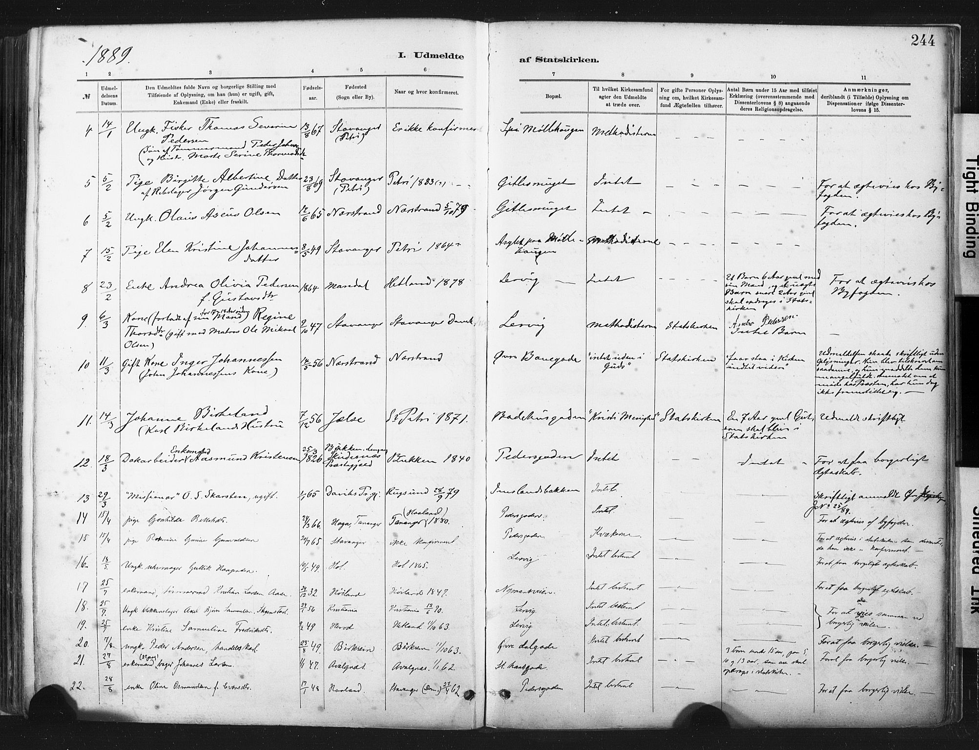 St. Johannes sokneprestkontor, SAST/A-101814/001/30/30BA/L0003: Parish register (official) no. A 3, 1885-1910, p. 244