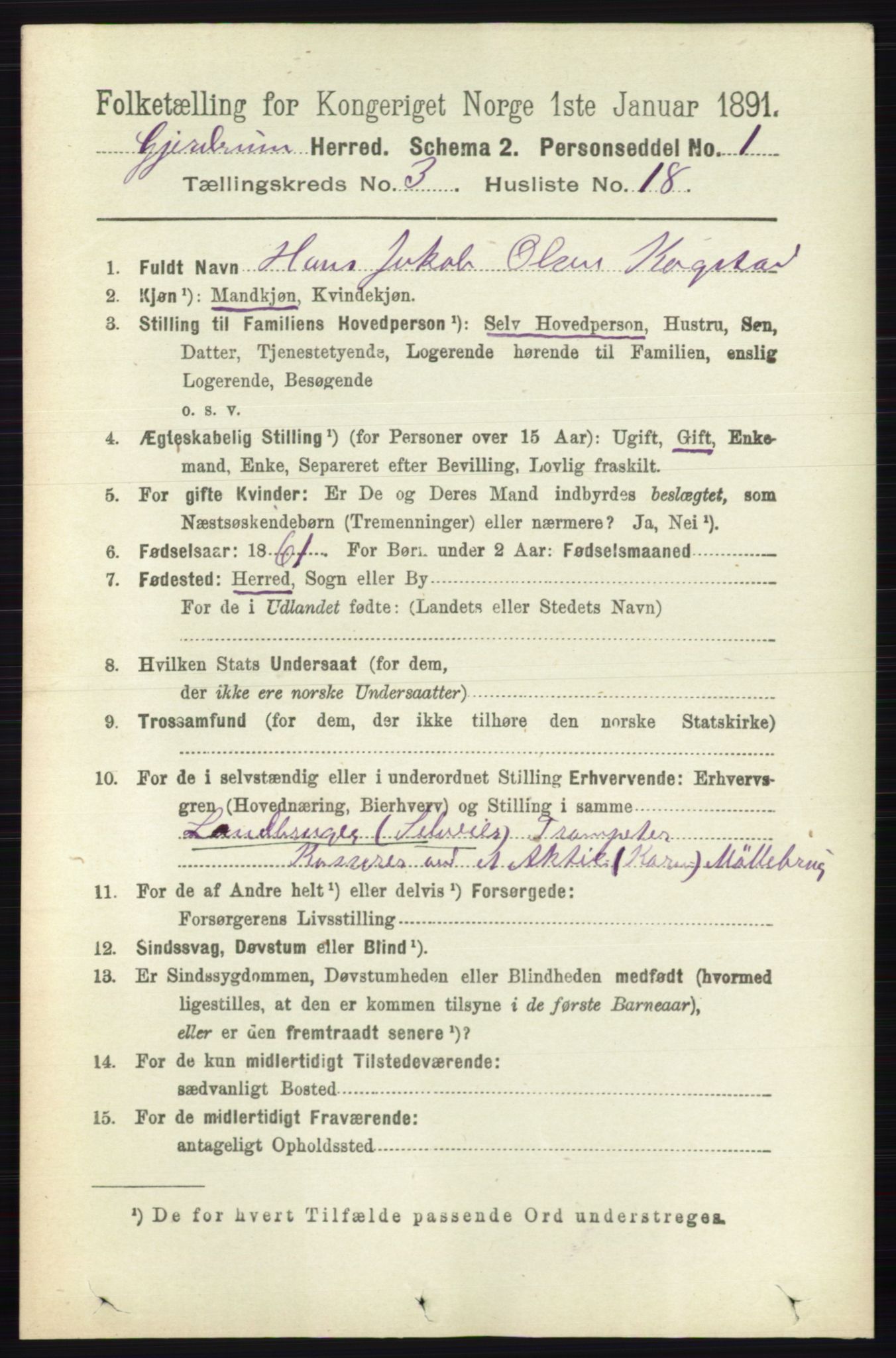 RA, 1891 census for 0234 Gjerdrum, 1891, p. 1353