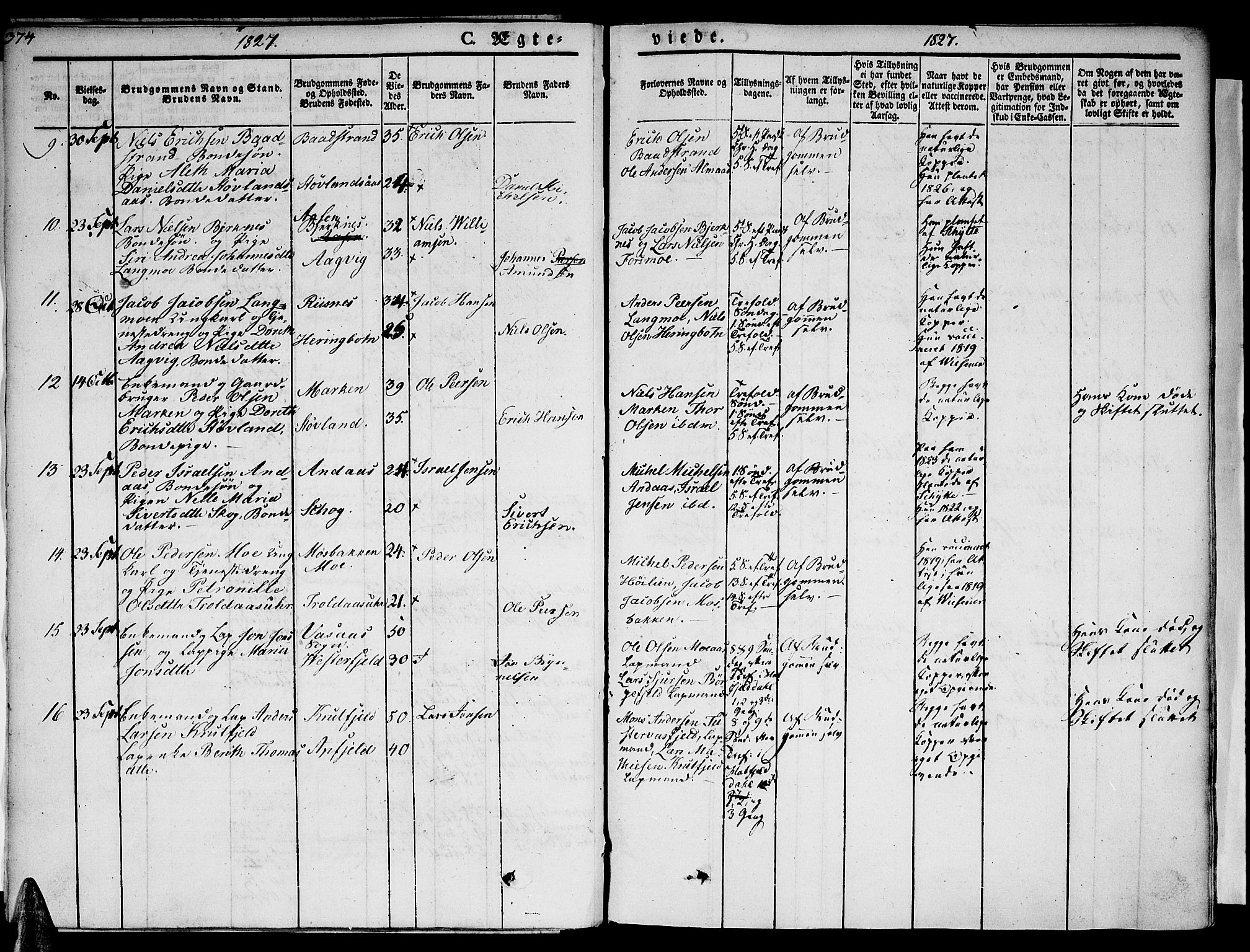 Ministerialprotokoller, klokkerbøker og fødselsregistre - Nordland, SAT/A-1459/820/L0290: Parish register (official) no. 820A11, 1826-1845, p. 374