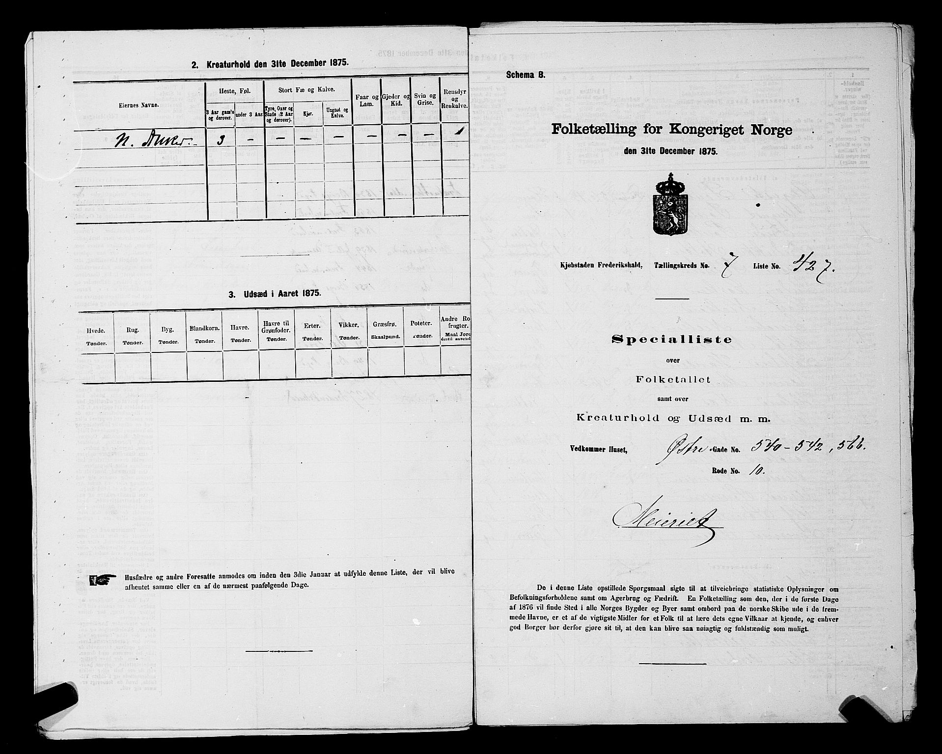 RA, 1875 census for 0101P Fredrikshald, 1875, p. 1110