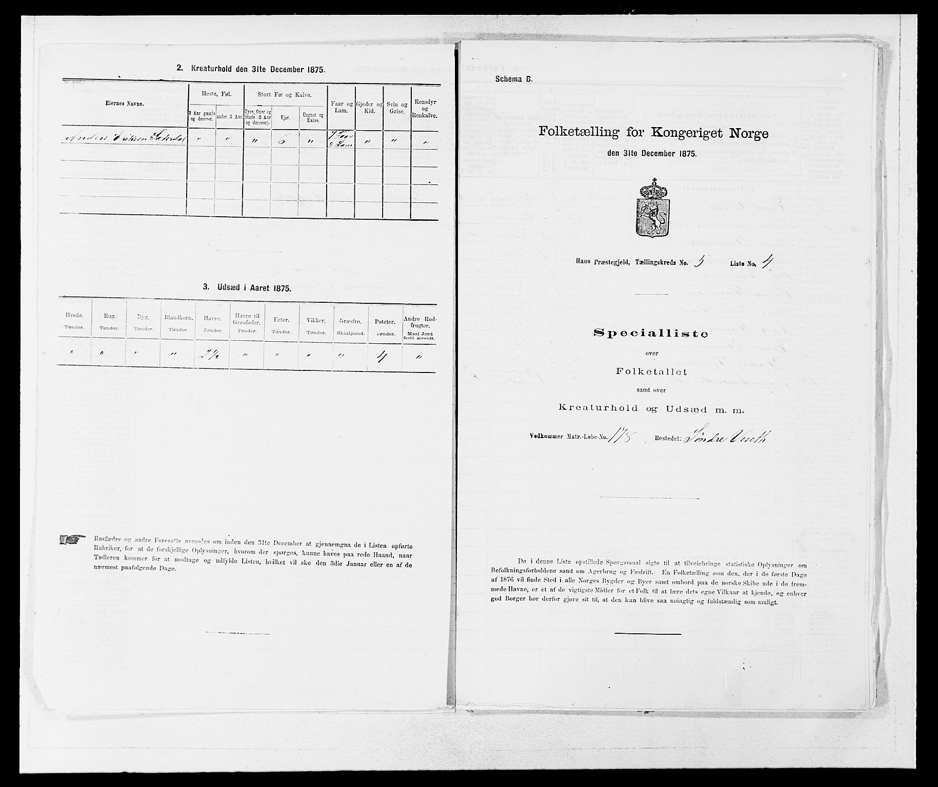 SAB, 1875 census for 1250P Haus, 1875, p. 523