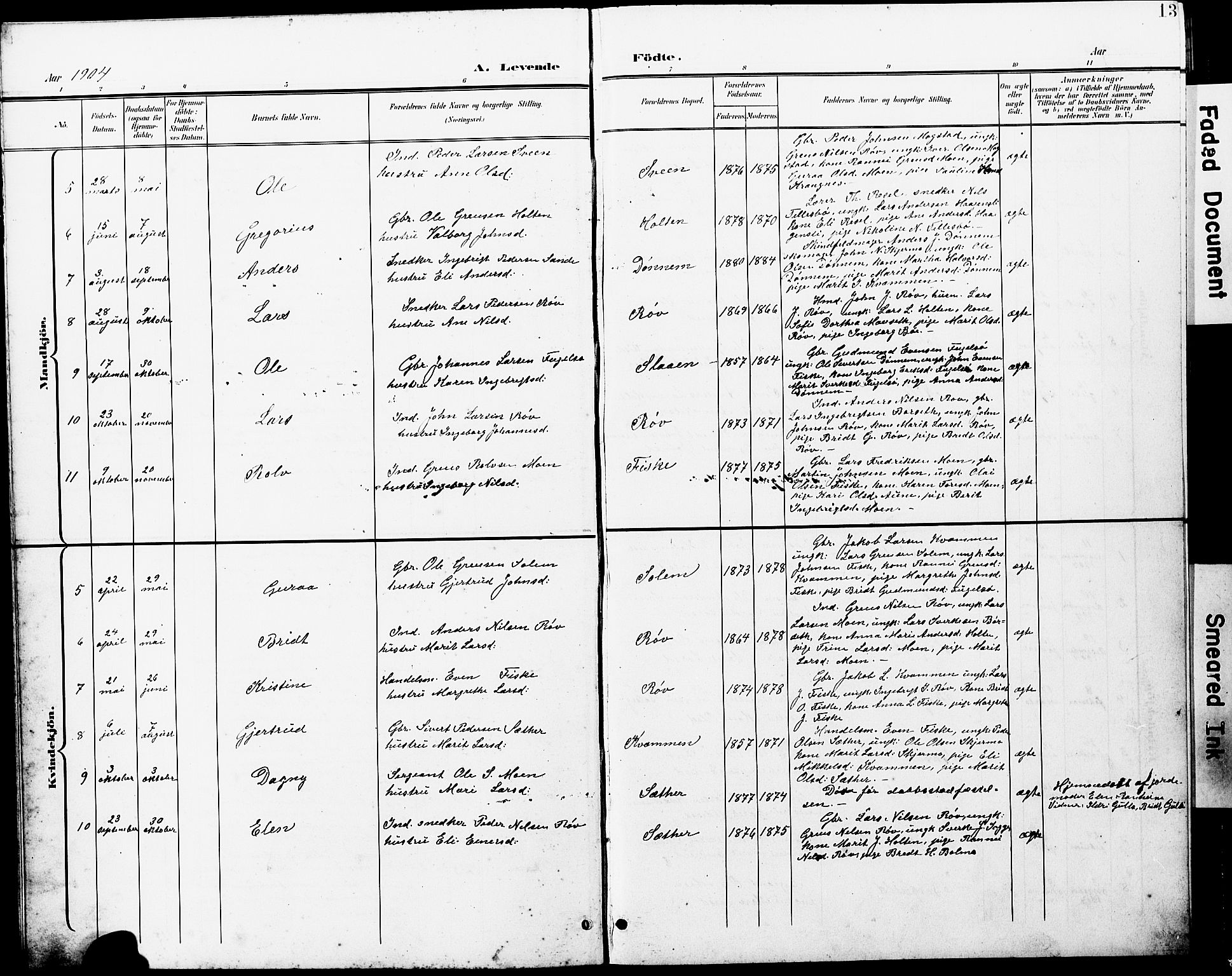 Ministerialprotokoller, klokkerbøker og fødselsregistre - Møre og Romsdal, AV/SAT-A-1454/597/L1065: Parish register (copy) no. 597C02, 1899-1930, p. 13