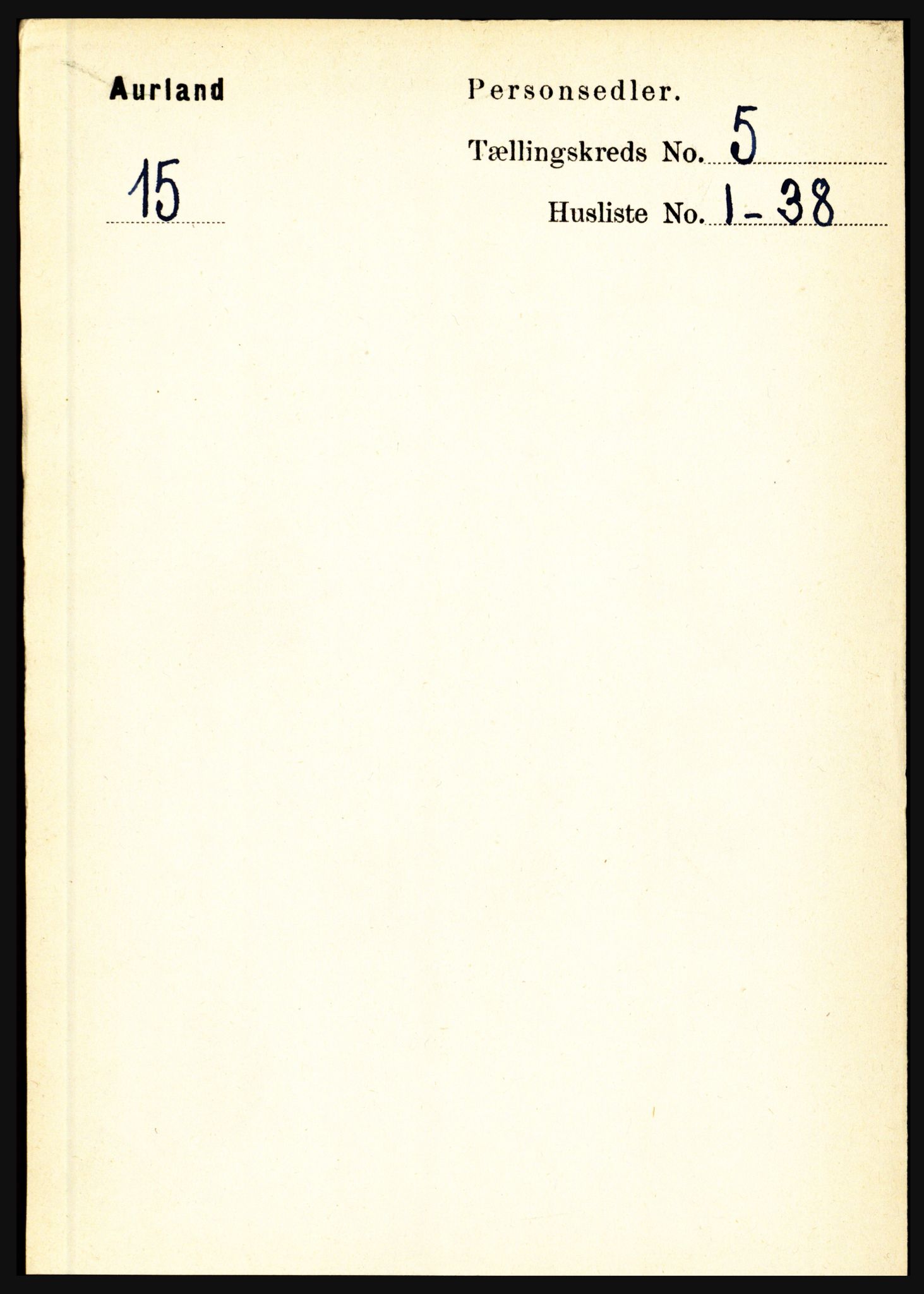 RA, 1891 census for 1421 Aurland, 1891, p. 1785