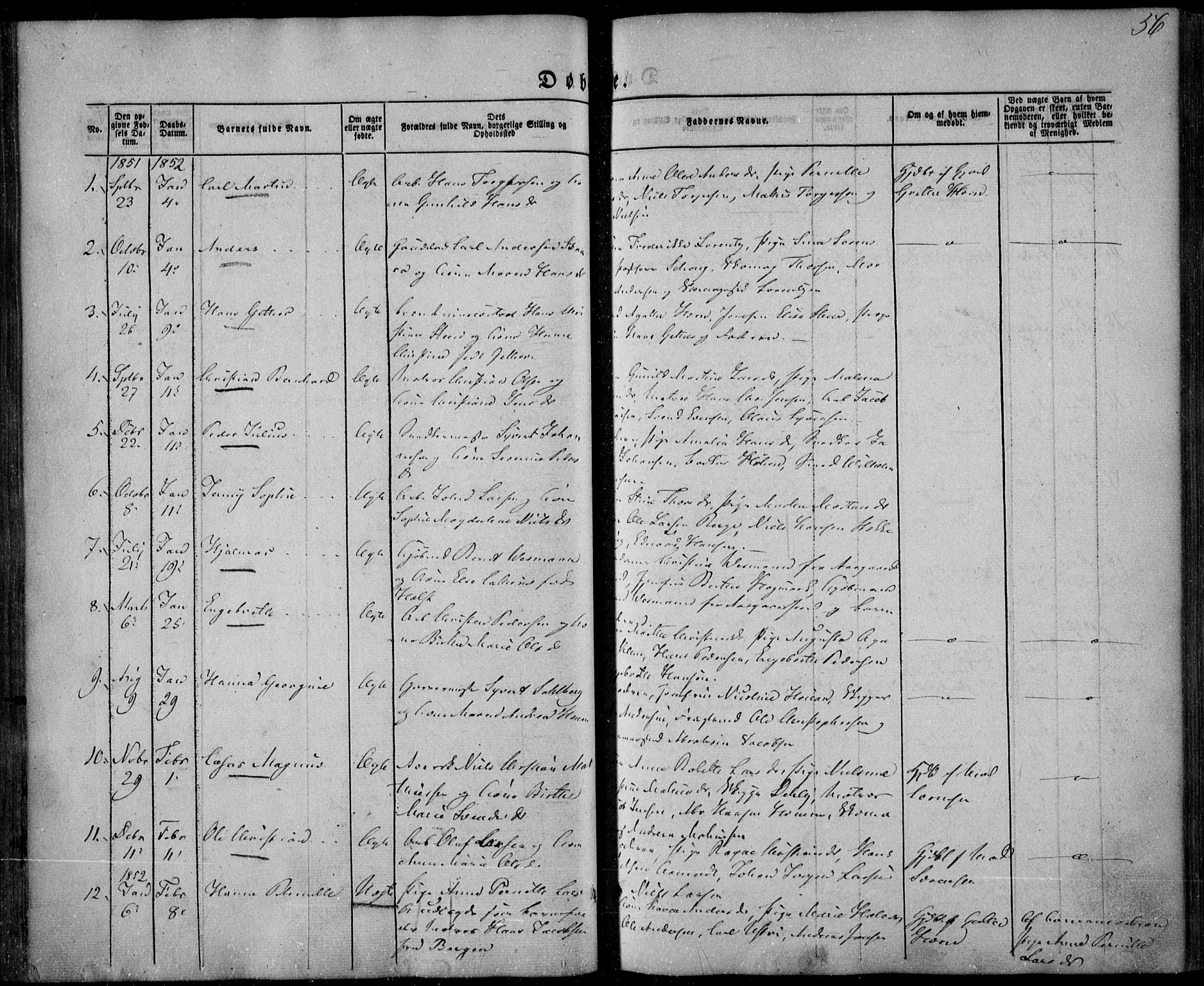 Larvik kirkebøker, SAKO/A-352/F/Fa/L0003: Parish register (official) no. I 3, 1848-1856, p. 56
