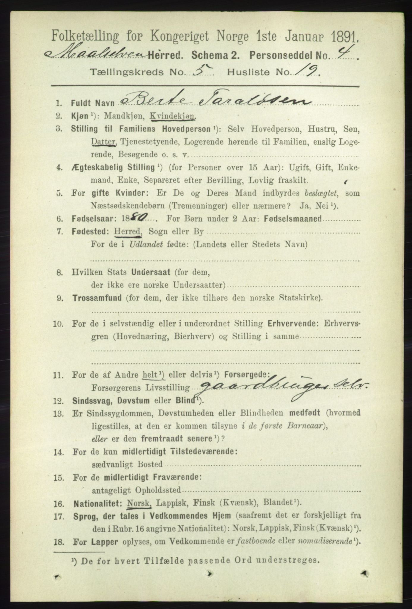 RA, 1891 census for 1924 Målselv, 1891, p. 1755