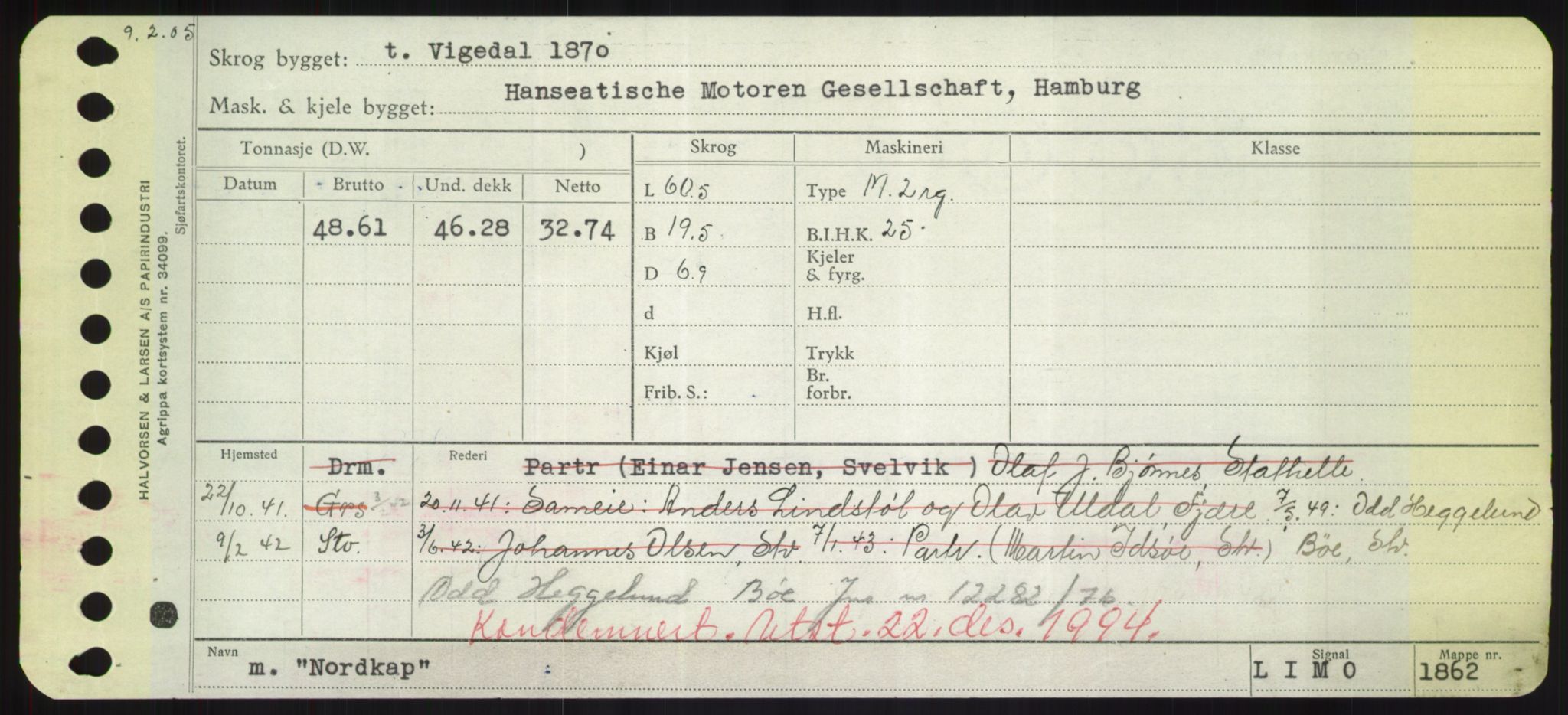 Sjøfartsdirektoratet med forløpere, Skipsmålingen, RA/S-1627/H/Hd/L0026: Fartøy, N-Norhol, p. 495