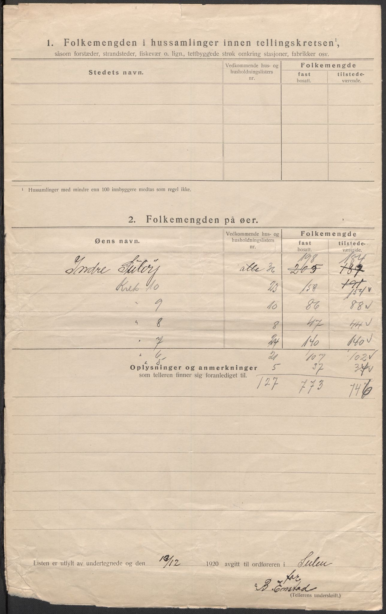 SAB, 1920 census for Solund, 1920, p. 40