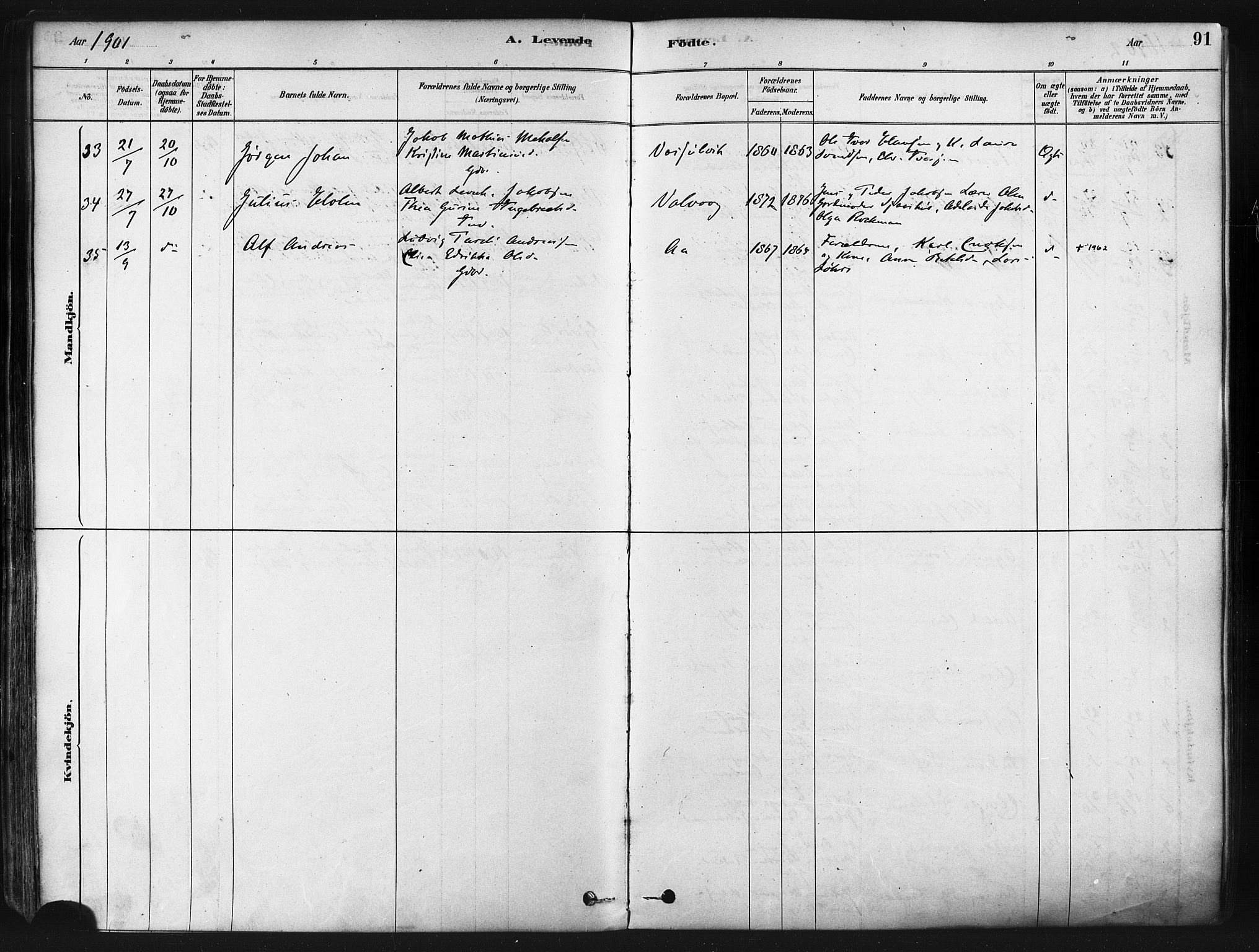 Tranøy sokneprestkontor, SATØ/S-1313/I/Ia/Iaa/L0009kirke: Parish register (official) no. 9, 1878-1904, p. 91