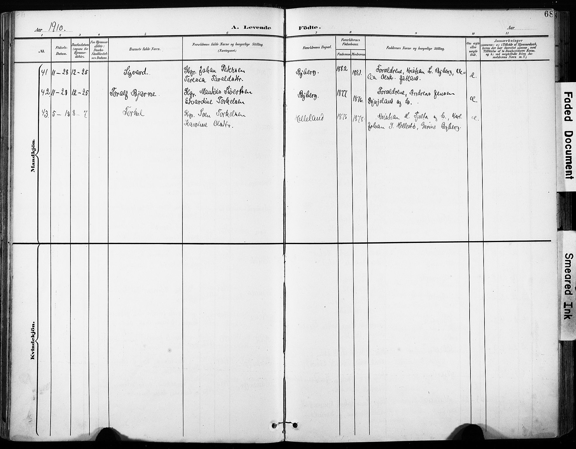 Håland sokneprestkontor, AV/SAST-A-101802/001/30BA/L0013: Parish register (official) no. A 12, 1901-1913, p. 68