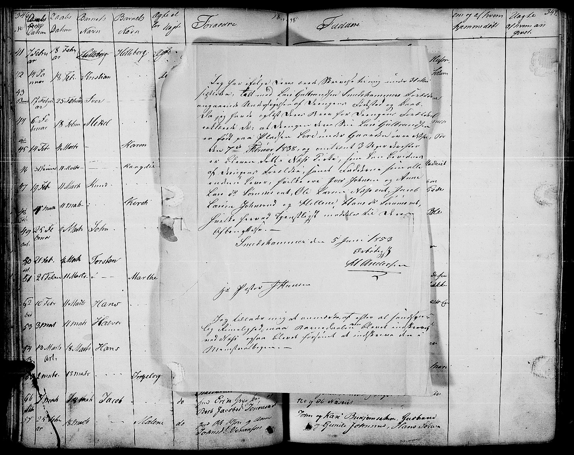 Gran prestekontor, SAH/PREST-112/H/Ha/Haa/L0010: Parish register (official) no. 10, 1824-1842, p. 346-347