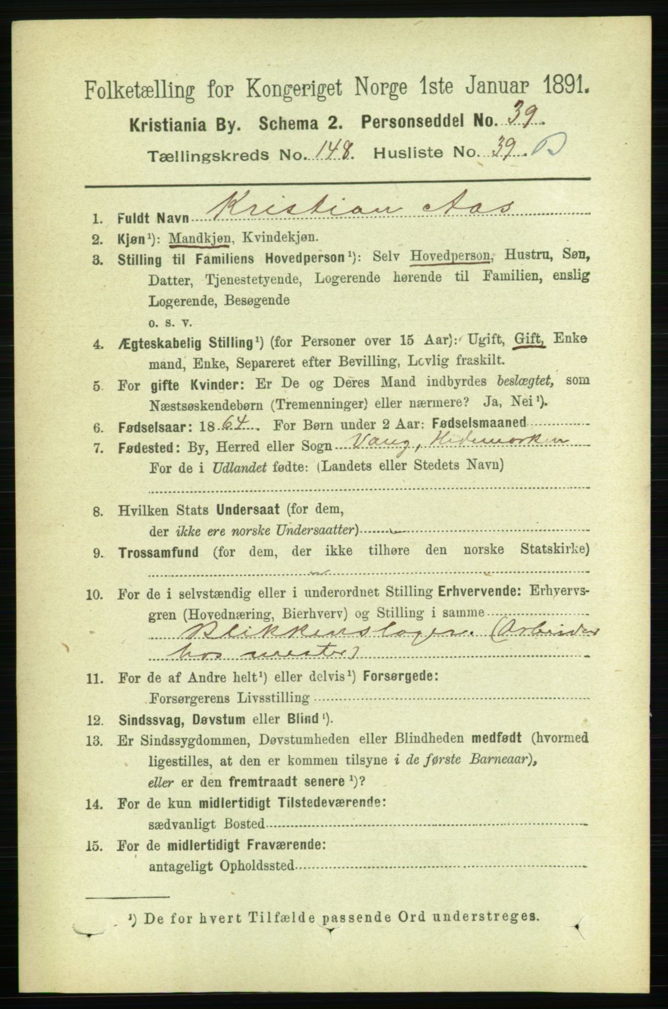 RA, 1891 census for 0301 Kristiania, 1891, p. 82975