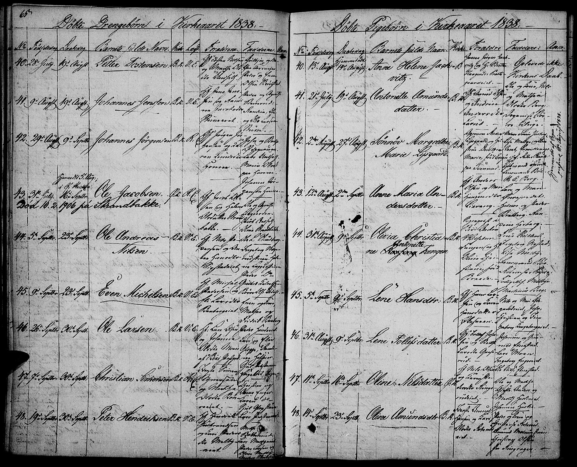 Biri prestekontor, AV/SAH-PREST-096/H/Ha/Haa/L0004: Parish register (official) no. 4, 1829-1842, p. 65