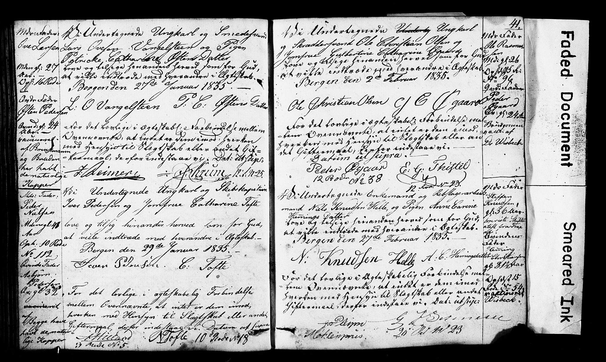 Domkirken sokneprestembete, AV/SAB-A-74801: Best man's statements no. II.5.3, 1832-1845, p. 41