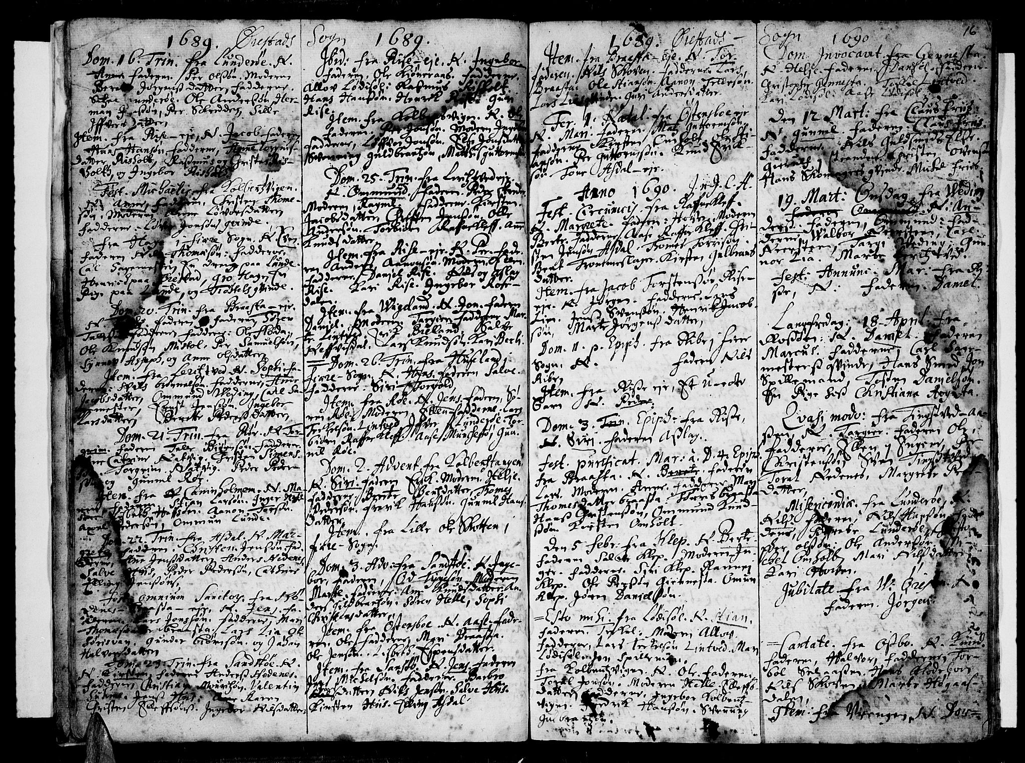 Øyestad sokneprestkontor, SAK/1111-0049/F/Fa/L0001: Parish register (official) no. A 1 /1, 1630-1691, p. 16