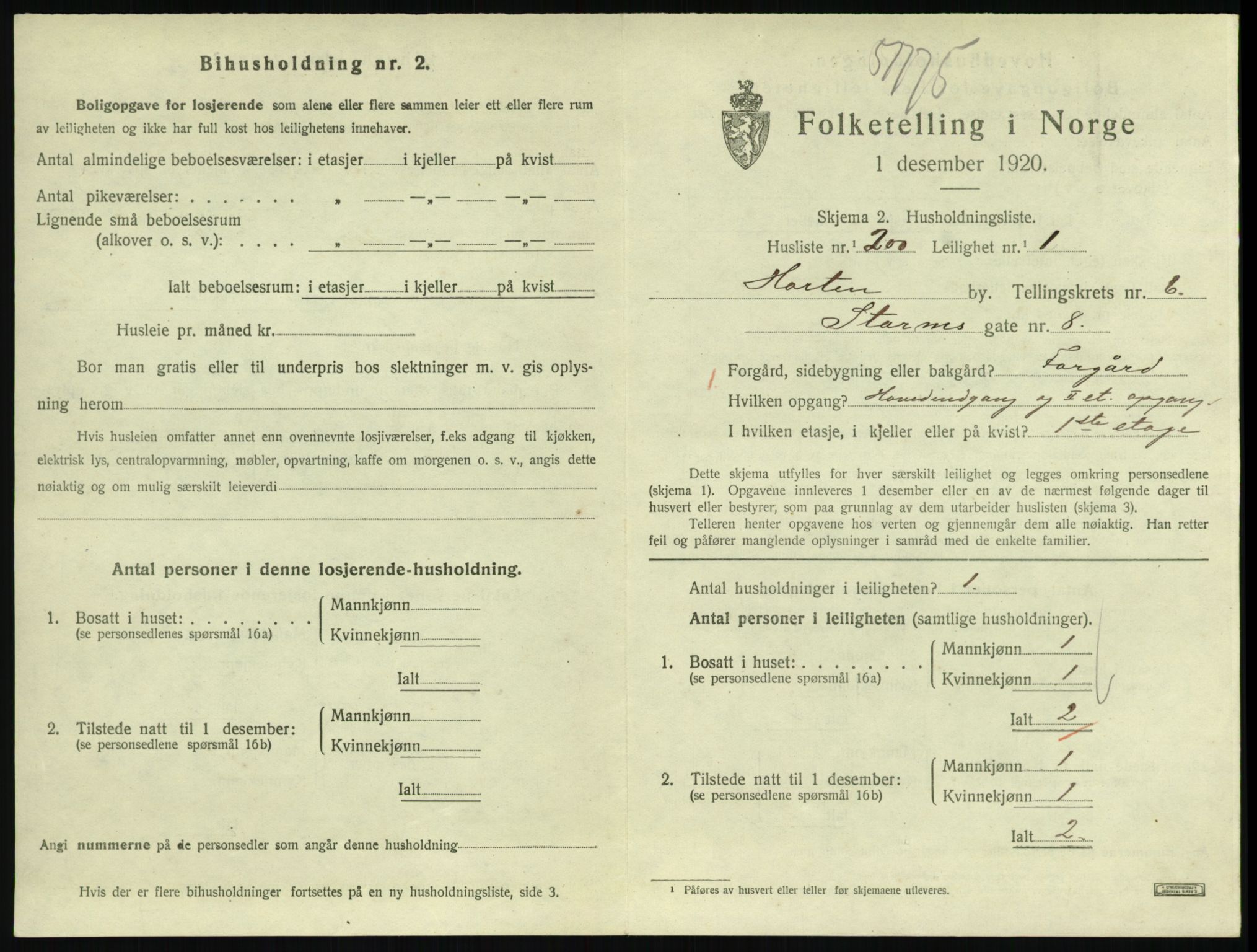 SAKO, 1920 census for Horten, 1920, p. 7161