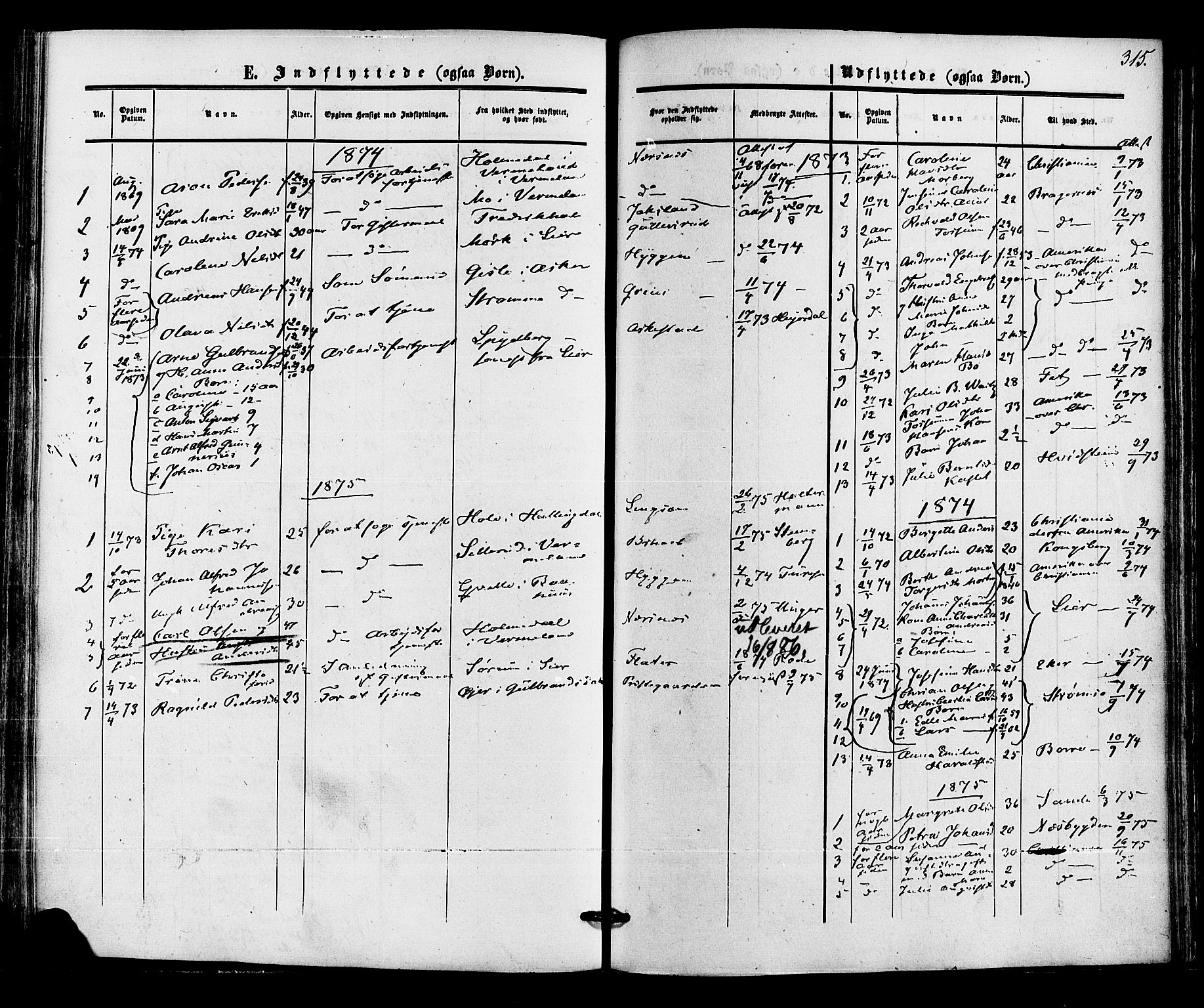 Røyken kirkebøker, AV/SAKO-A-241/F/Fa/L0006: Parish register (official) no. 6, 1857-1875, p. 315