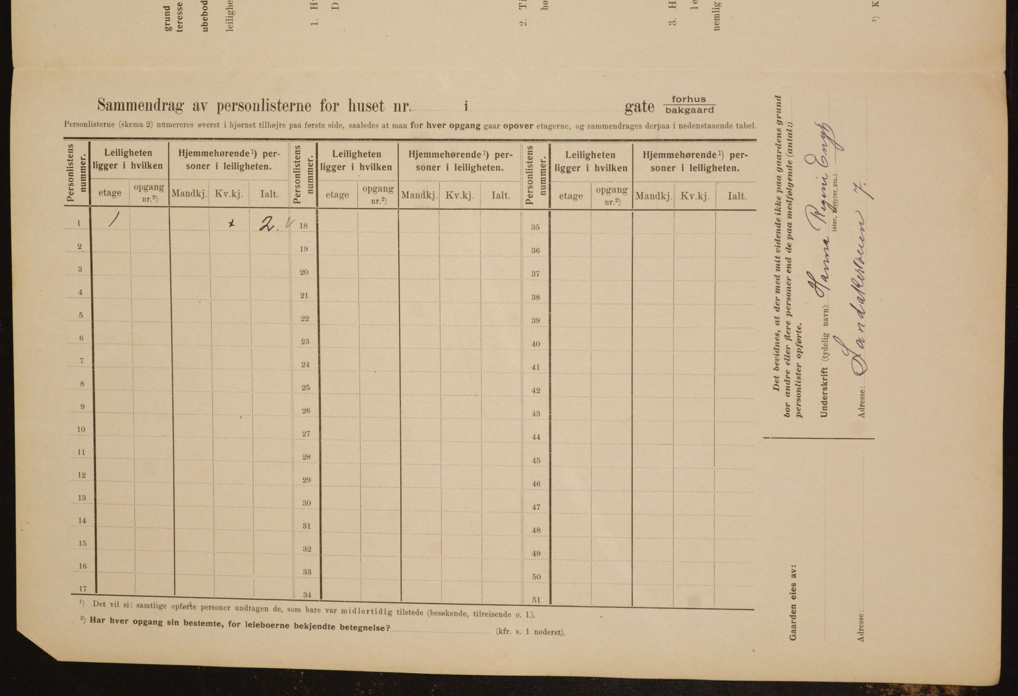 OBA, Municipal Census 1910 for Kristiania, 1910, p. 82957