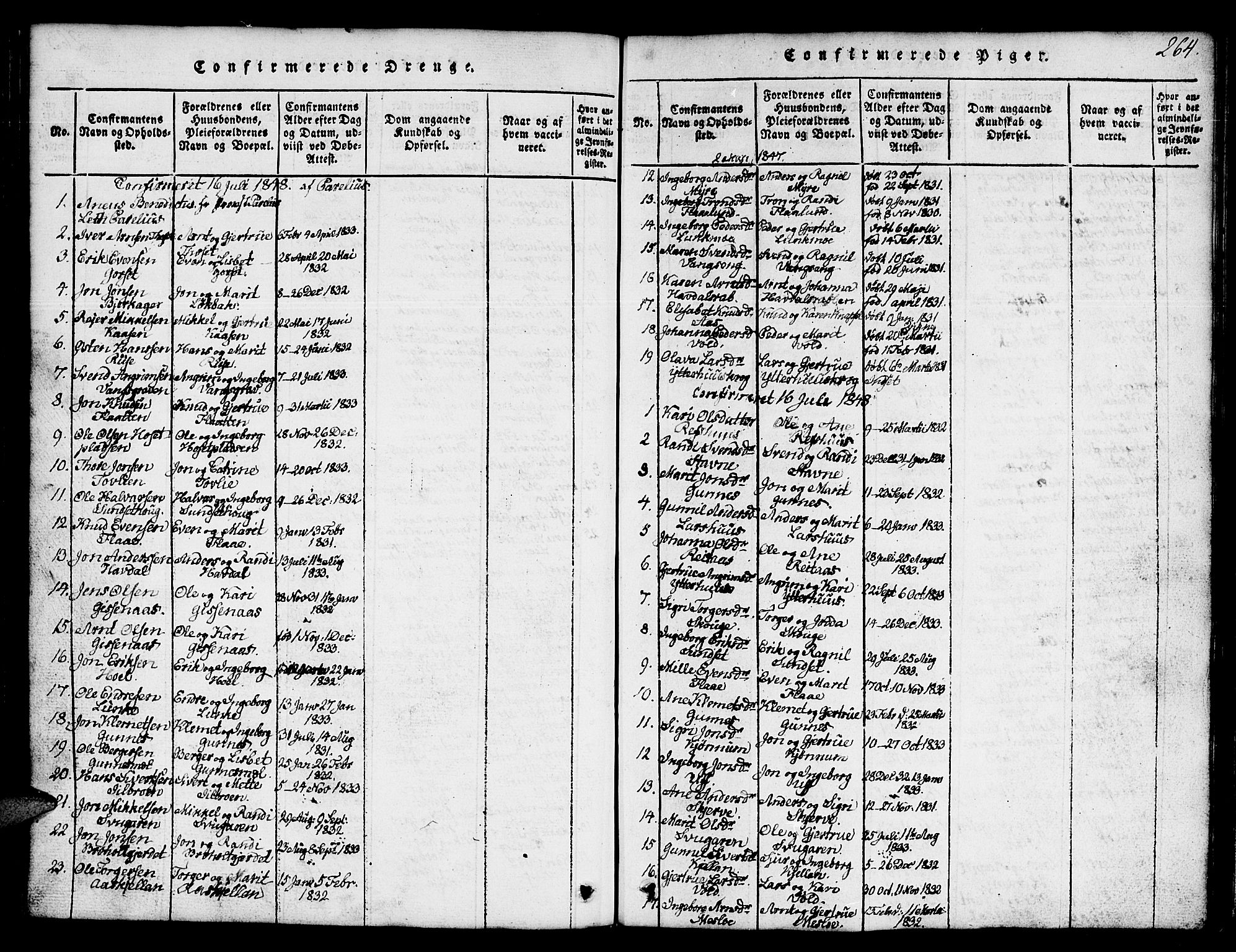 Ministerialprotokoller, klokkerbøker og fødselsregistre - Sør-Trøndelag, SAT/A-1456/674/L0874: Parish register (copy) no. 674C01, 1816-1860, p. 264