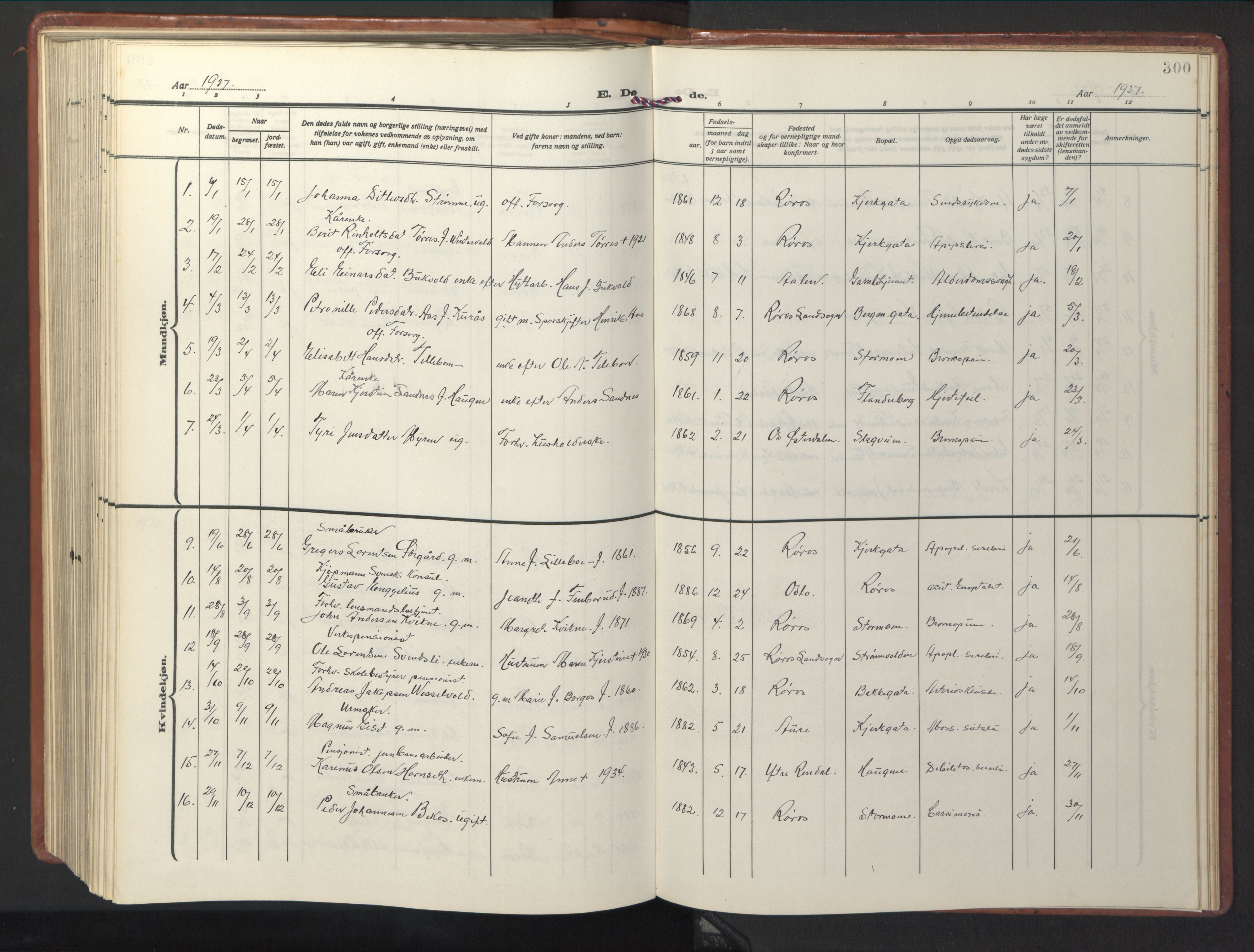 Ministerialprotokoller, klokkerbøker og fødselsregistre - Sør-Trøndelag, SAT/A-1456/681/L0943: Parish register (copy) no. 681C07, 1926-1954, p. 300