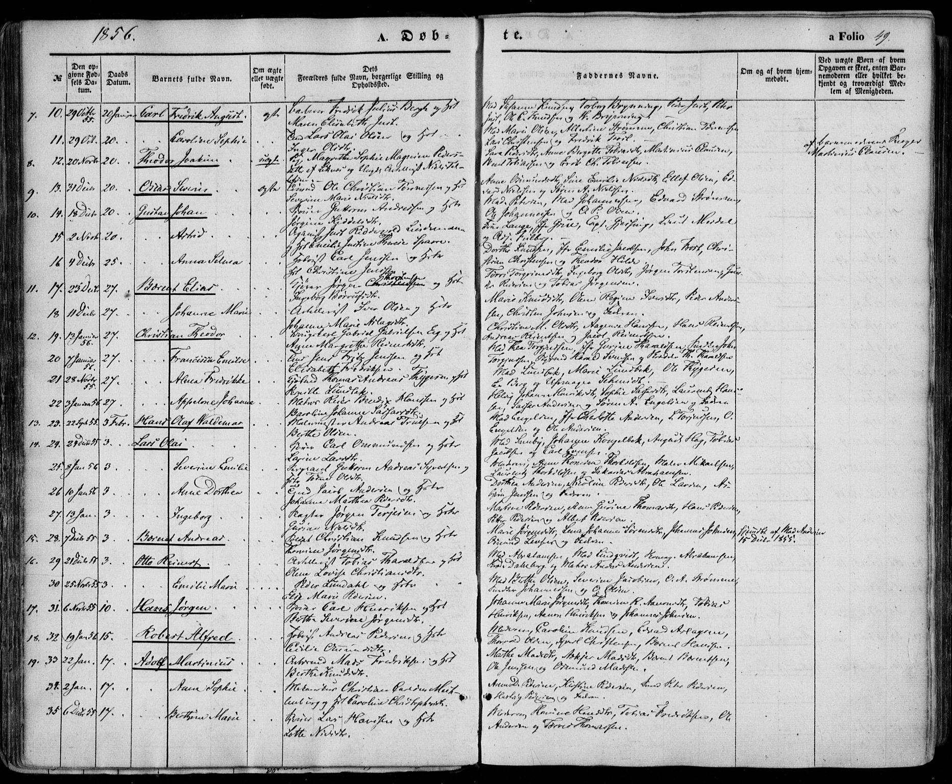 Kristiansand domprosti, SAK/1112-0006/F/Fa/L0014: Parish register (official) no. A 14, 1852-1867, p. 49