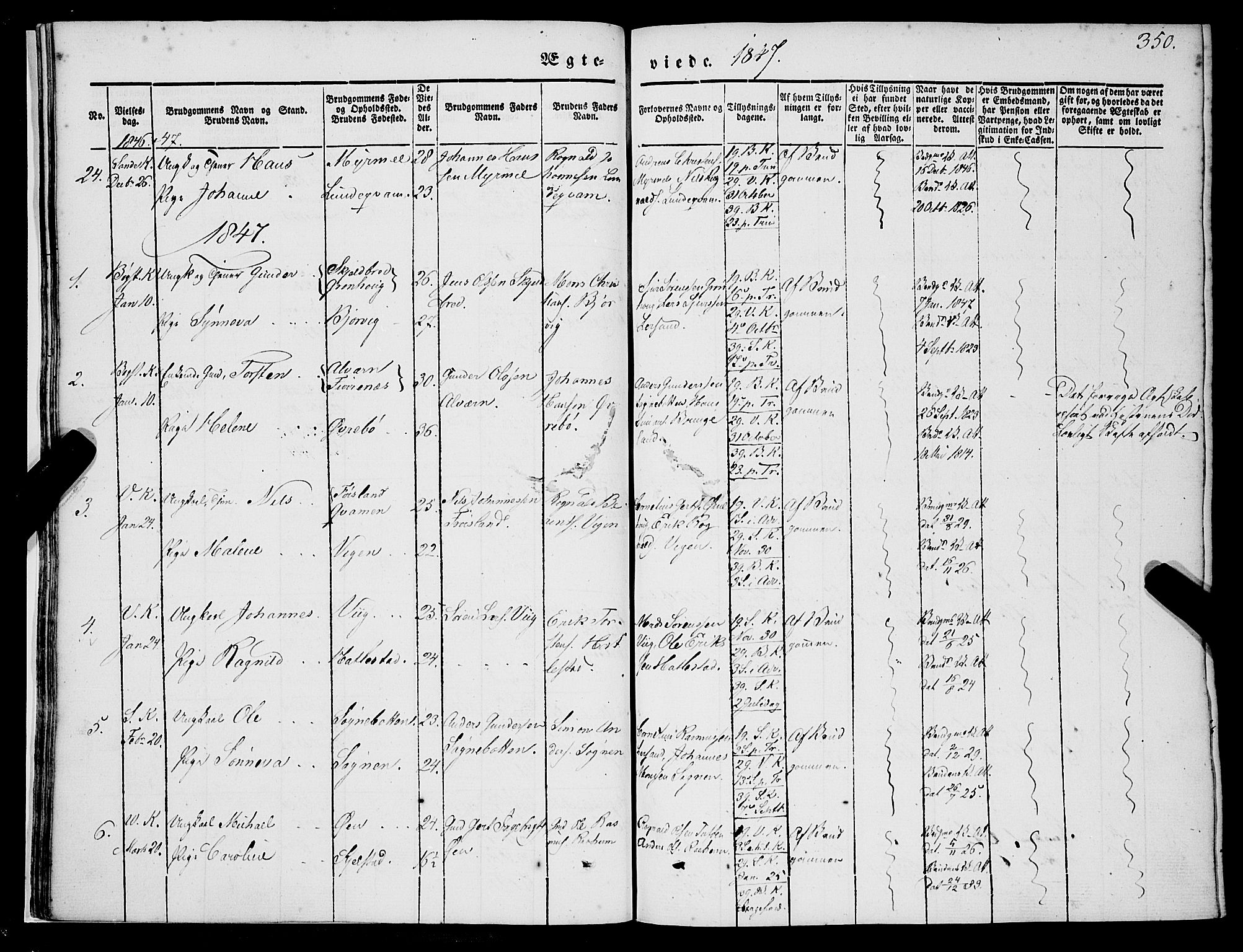 Gaular sokneprestembete, SAB/A-80001/H/Haa: Parish register (official) no. A 4II, 1841-1859, p. 350