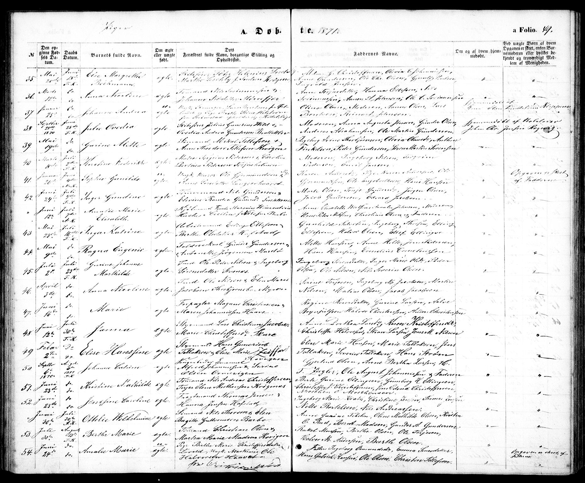 Tromøy sokneprestkontor, AV/SAK-1111-0041/F/Fb/L0004: Parish register (copy) no. B 4, 1869-1877, p. 49