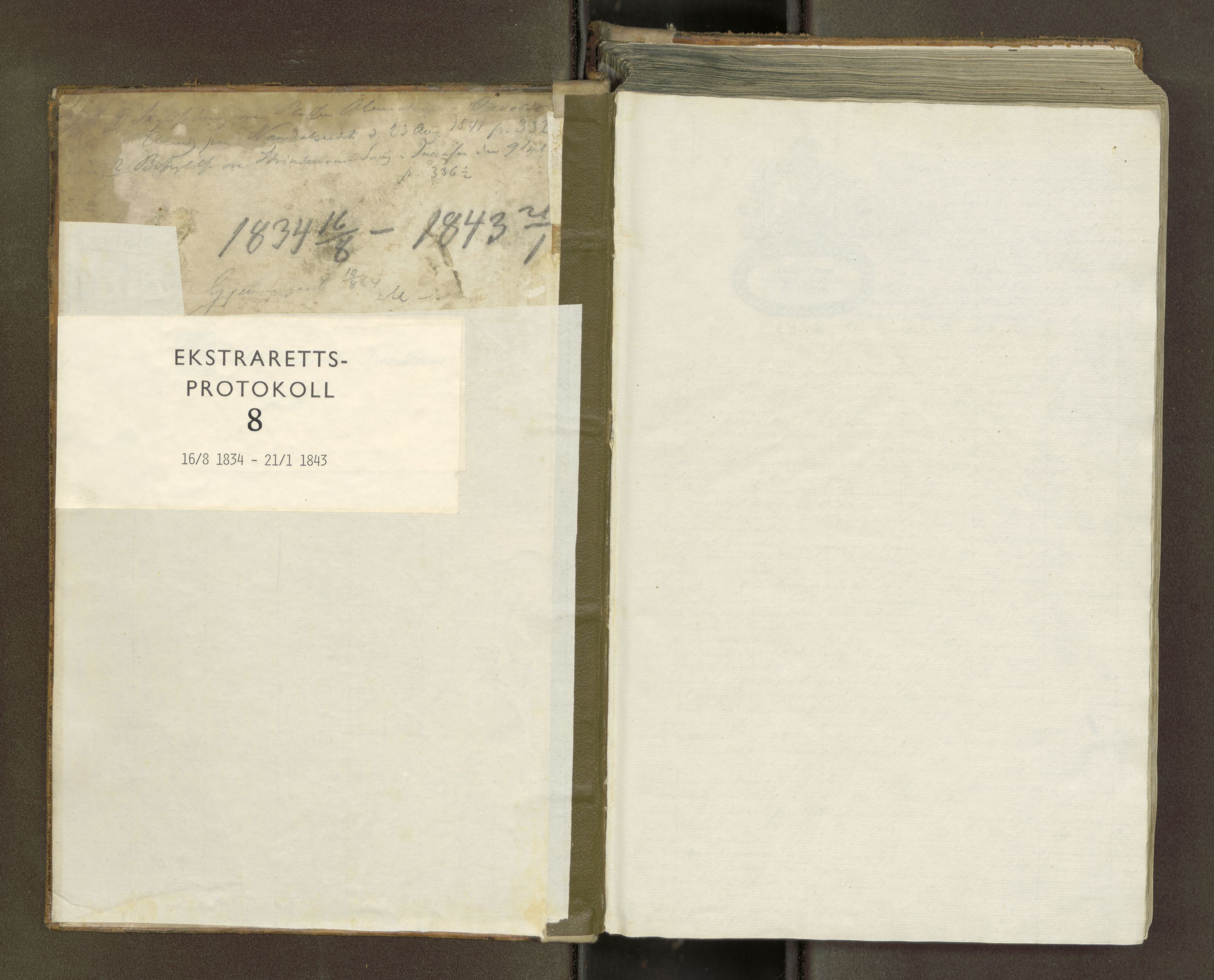 Inderøy sorenskriveri, SAT/A-4147/1/1/1B/L0008: Ekstrarettsprotokoll, 1834-1843