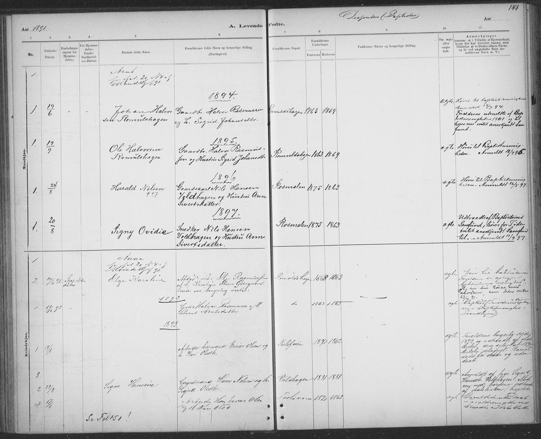 Ministerialprotokoller, klokkerbøker og fødselsregistre - Sør-Trøndelag, SAT/A-1456/691/L1085: Parish register (official) no. 691A17, 1887-1908, p. 151