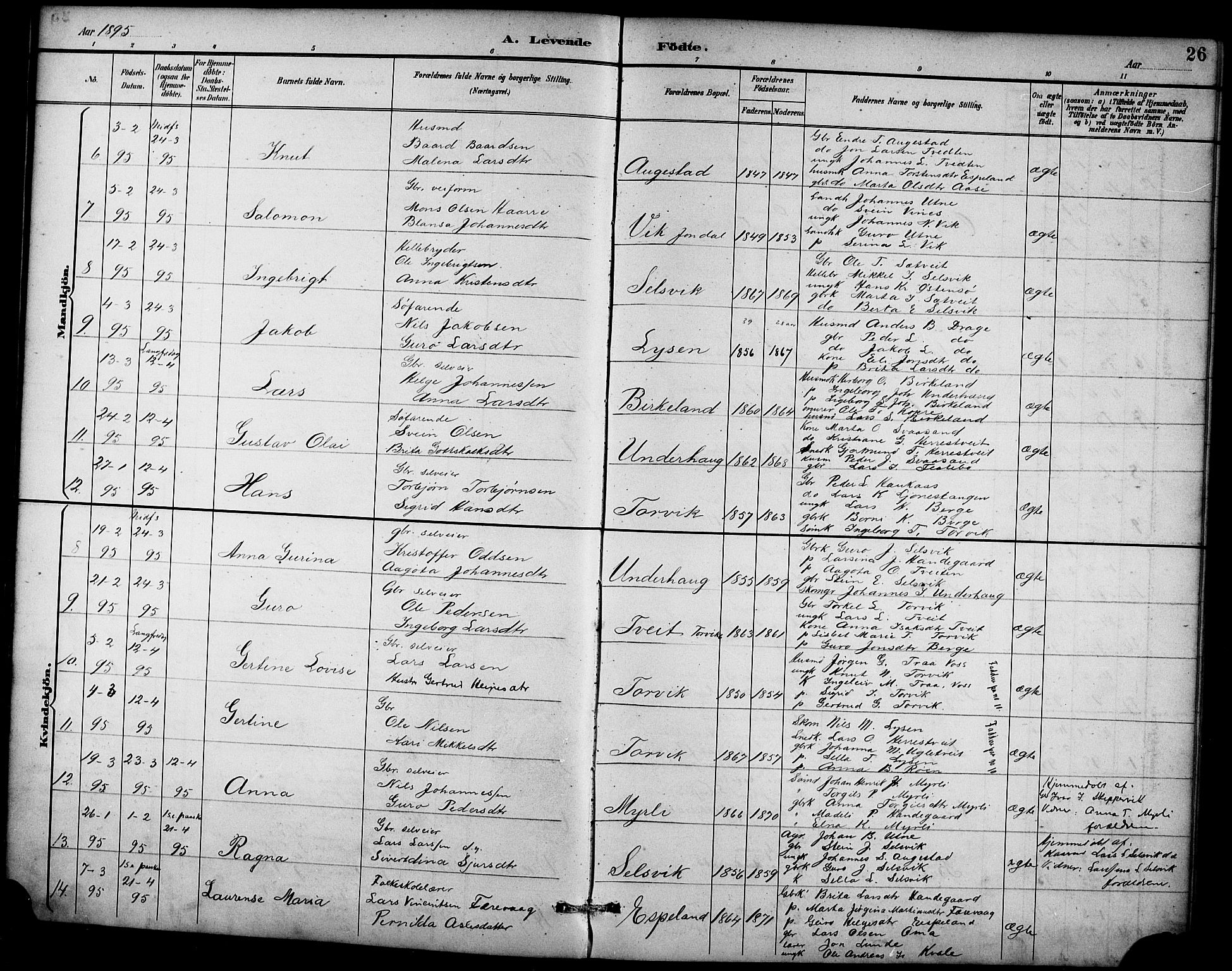 Ullensvang sokneprestembete, AV/SAB-A-78701/H/Hab: Parish register (copy) no. D 1, 1891-1908, p. 26