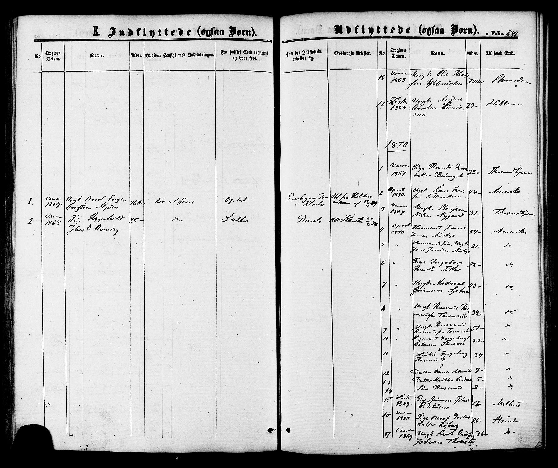 Ministerialprotokoller, klokkerbøker og fødselsregistre - Sør-Trøndelag, SAT/A-1456/618/L0442: Parish register (official) no. 618A06 /1, 1863-1879, p. 291