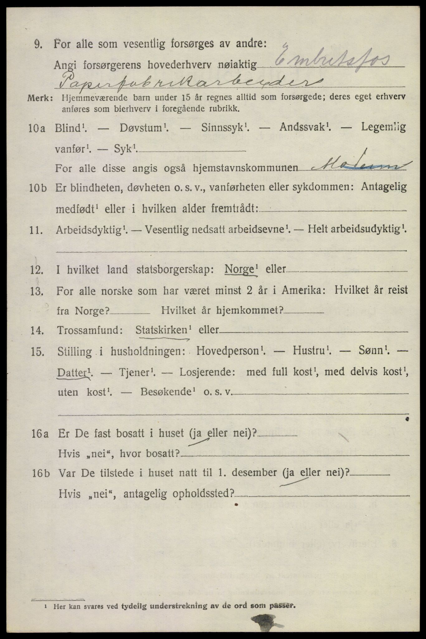 SAKO, 1920 census for Modum, 1920, p. 10026