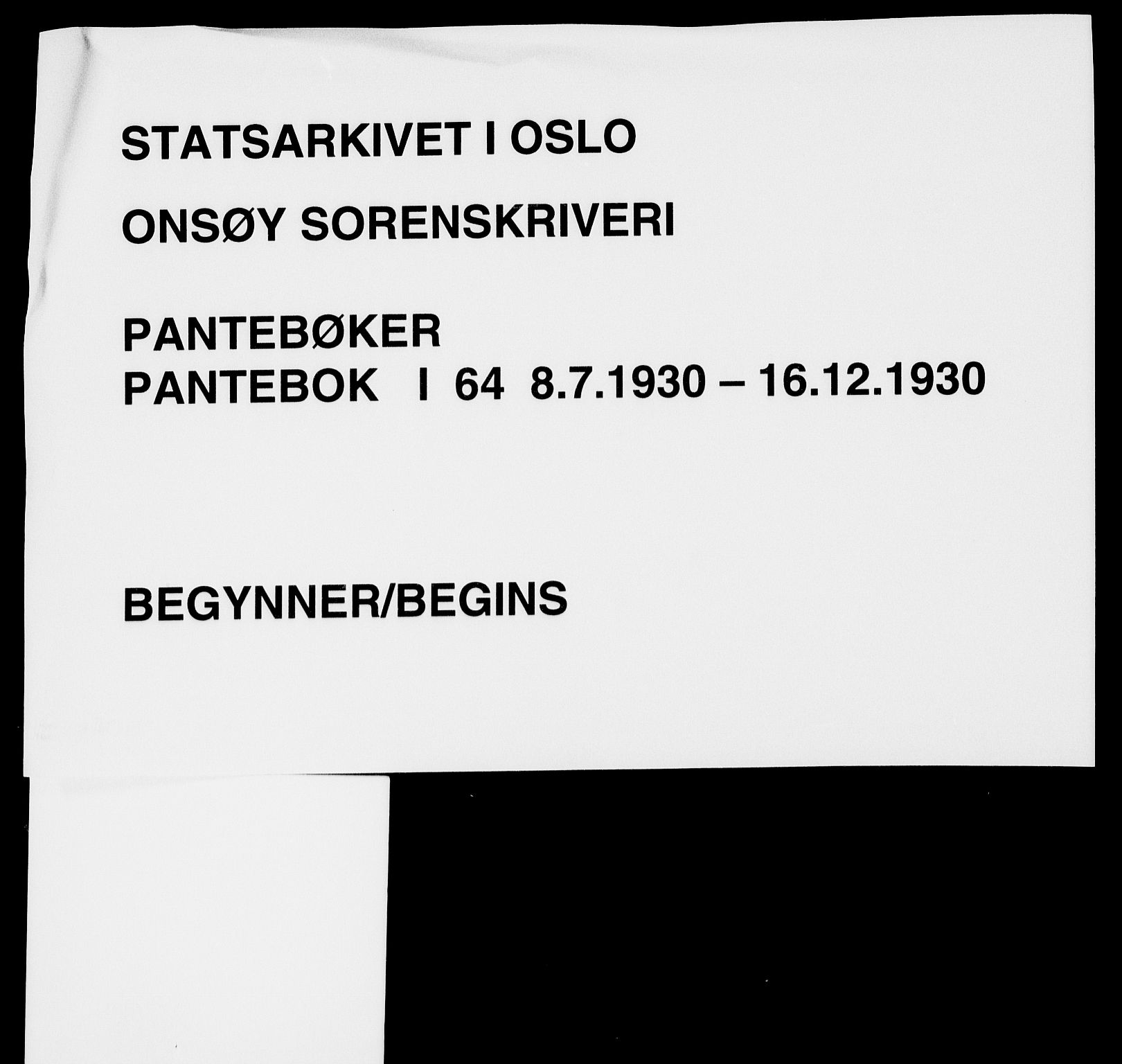 Onsøy sorenskriveri, SAO/A-10474/G/Ga/Gaa/L0064: Mortgage book no. I 64, 1930-1930