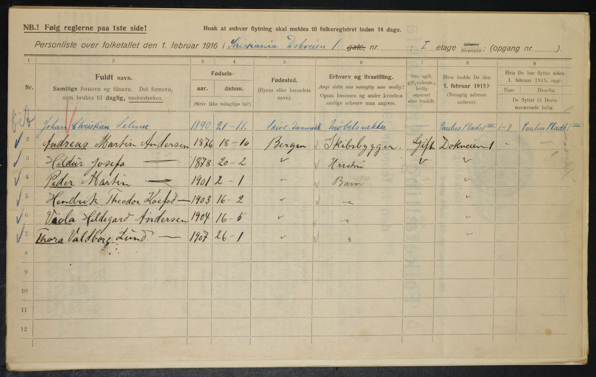 OBA, Municipal Census 1916 for Kristiania, 1916, p. 15894