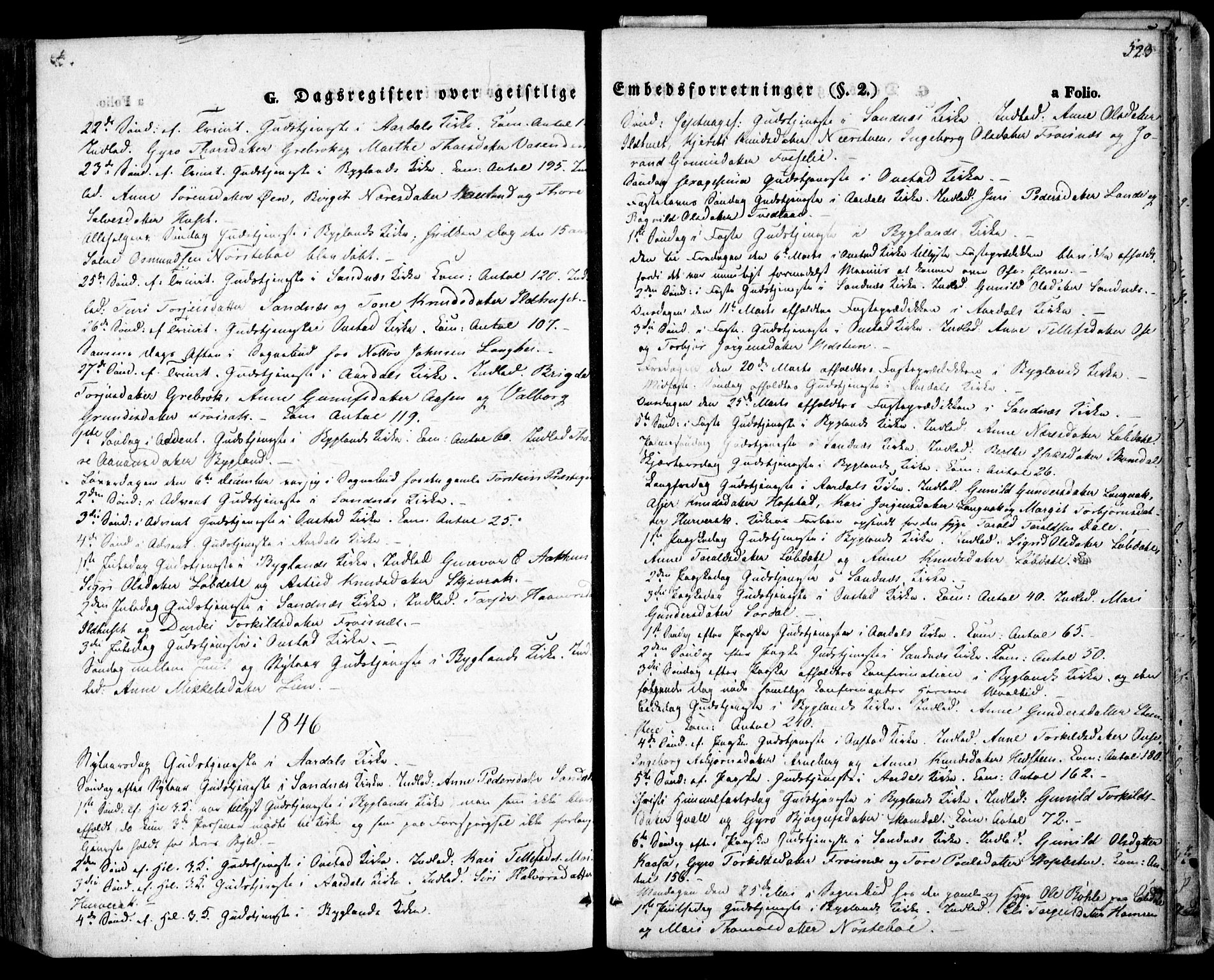 Bygland sokneprestkontor, SAK/1111-0006/F/Fa/Fab/L0004: Parish register (official) no. A 4, 1842-1858, p. 523