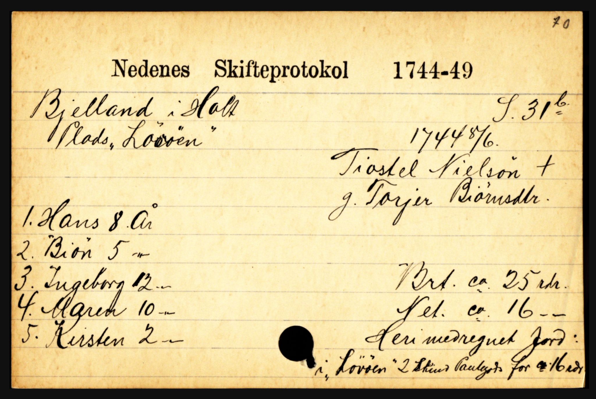 Nedenes sorenskriveri før 1824, AV/SAK-1221-0007/H, p. 2729