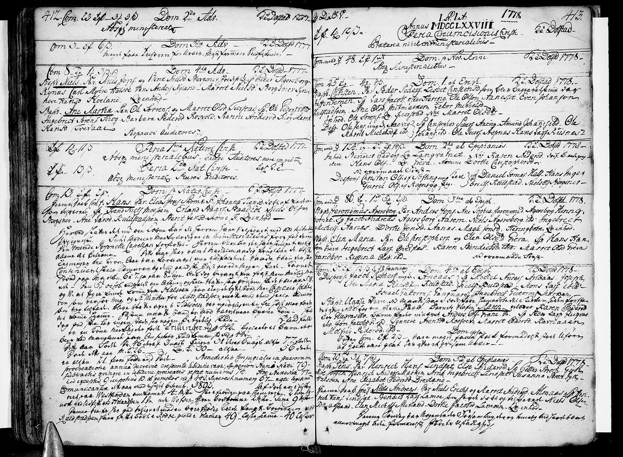 Ministerialprotokoller, klokkerbøker og fødselsregistre - Nordland, SAT/A-1459/820/L0285: Parish register (official) no. 820A06, 1753-1778, p. 412-413