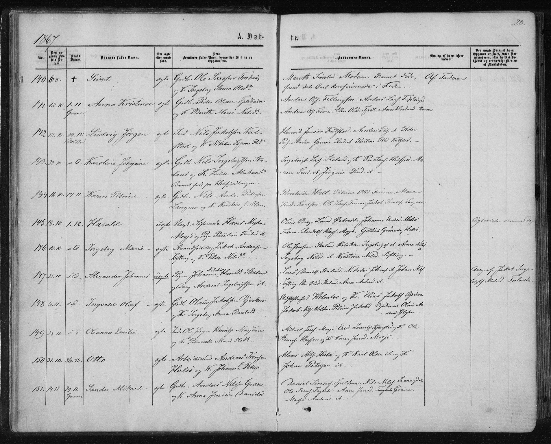 Ministerialprotokoller, klokkerbøker og fødselsregistre - Nordland, AV/SAT-A-1459/820/L0294: Parish register (official) no. 820A15, 1866-1879, p. 28