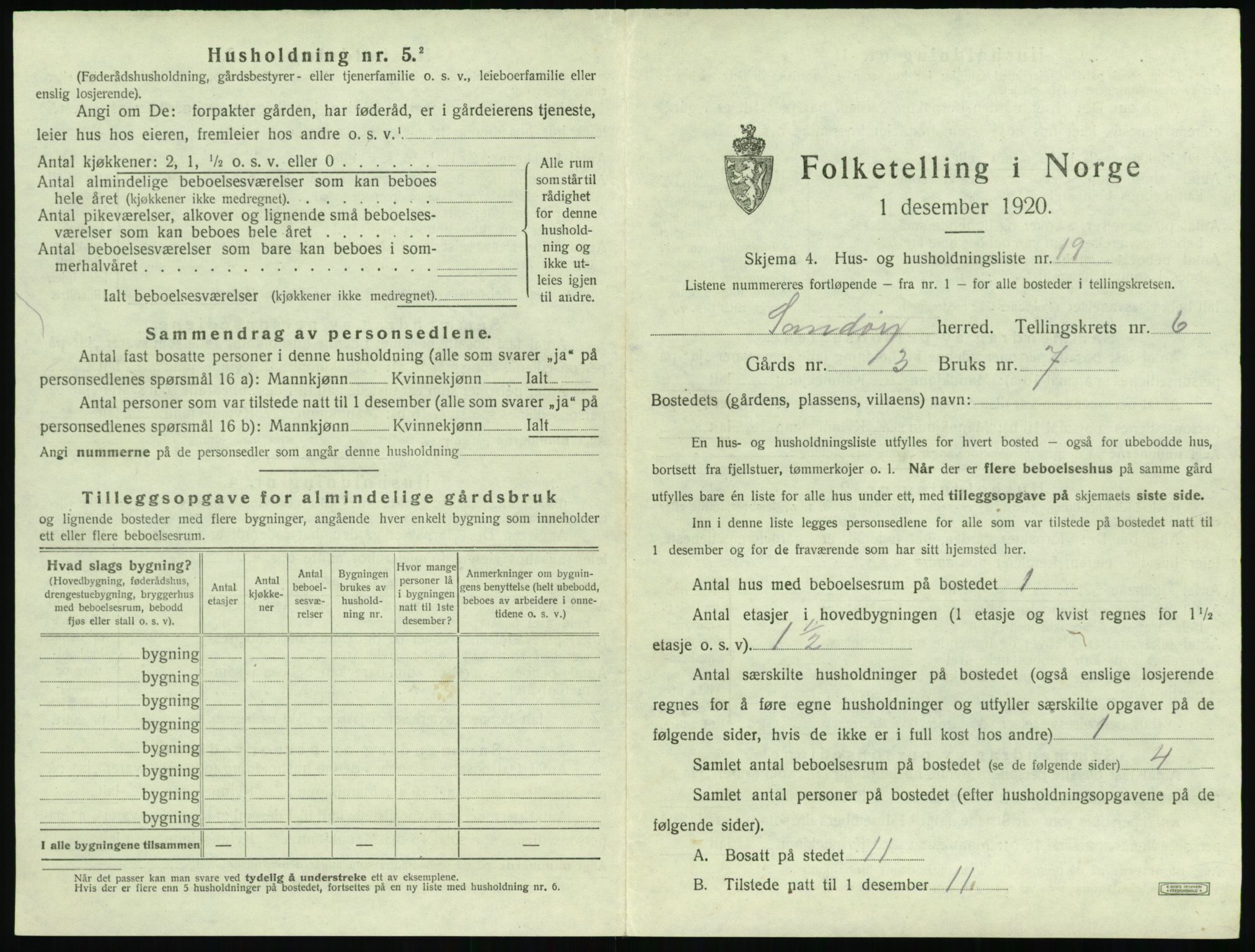 SAT, 1920 census for Sandøy, 1920, p. 316