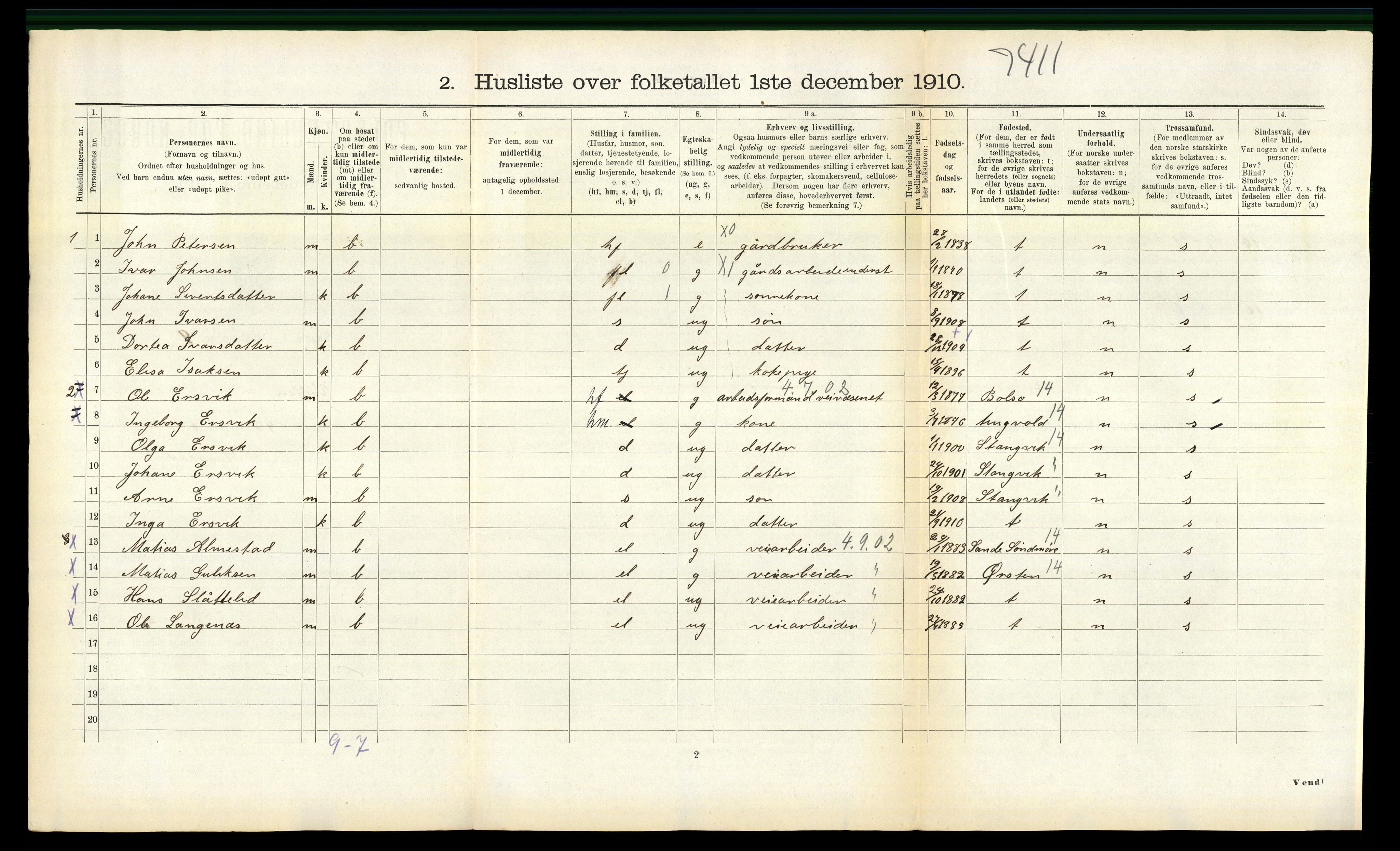 RA, 1910 census for Volda, 1910, p. 857