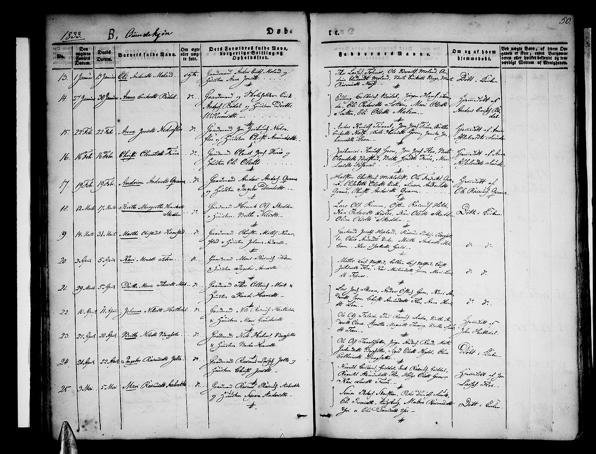 Stryn Sokneprestembete, AV/SAB-A-82501: Parish register (official) no. A 1, 1832-1845, p. 50