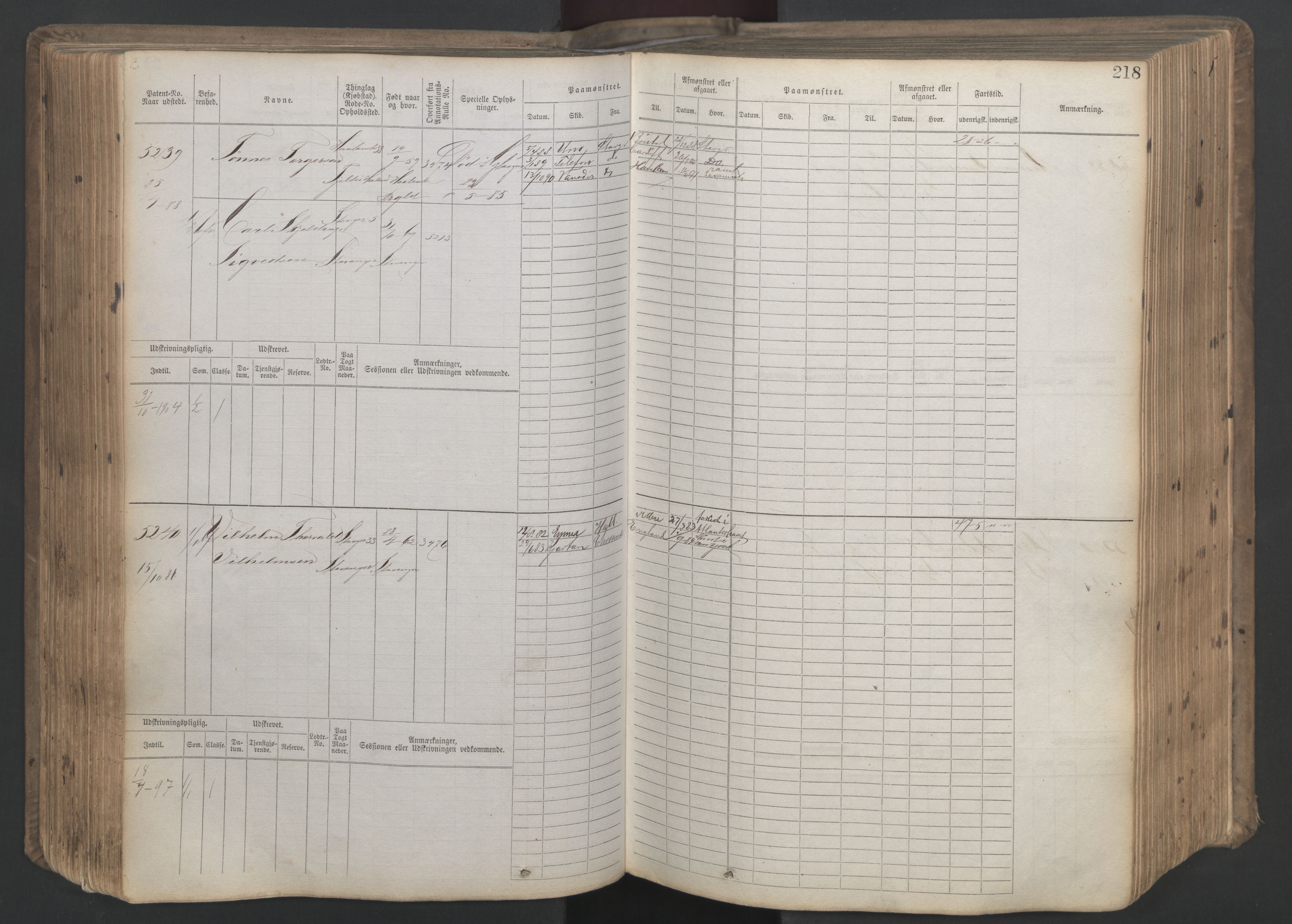 Stavanger sjømannskontor, AV/SAST-A-102006/F/Fb/Fbb/L0020: Sjøfartshovedrulle patnentnr. 4803-6004 (dublett), 1879, p. 223