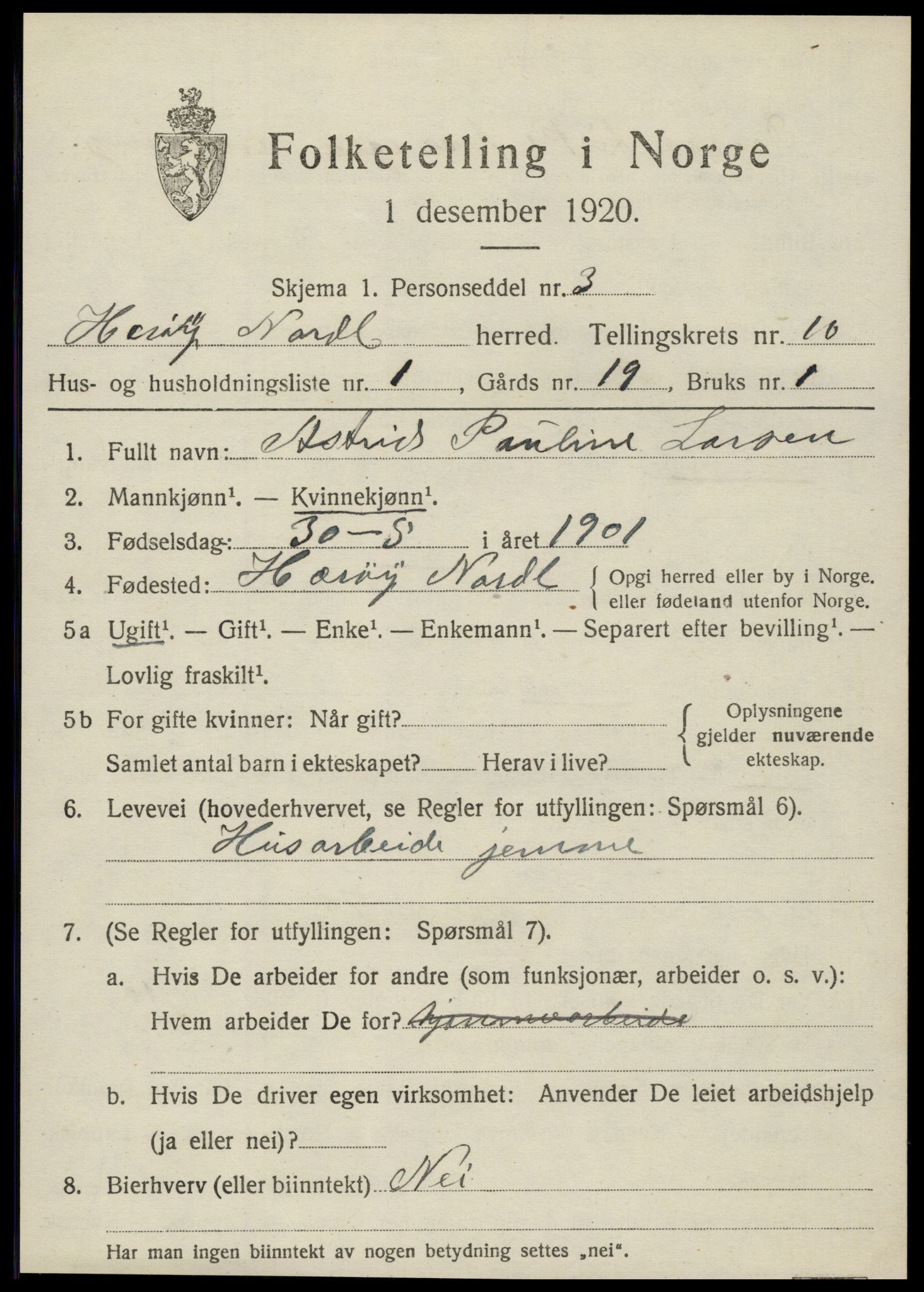 SAT, 1920 census for Herøy, 1920, p. 5610