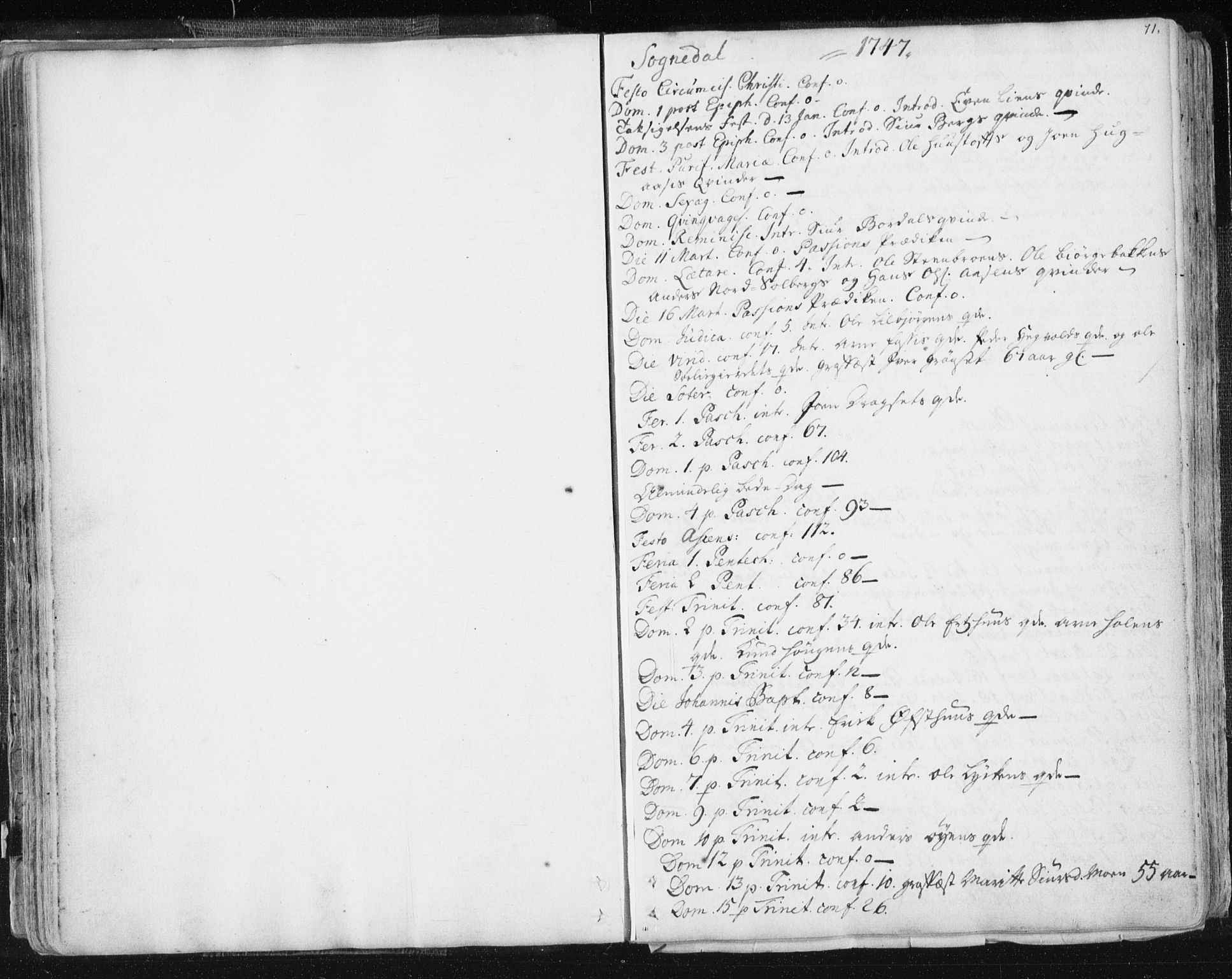 Ministerialprotokoller, klokkerbøker og fødselsregistre - Sør-Trøndelag, SAT/A-1456/687/L0991: Parish register (official) no. 687A02, 1747-1790, p. 71