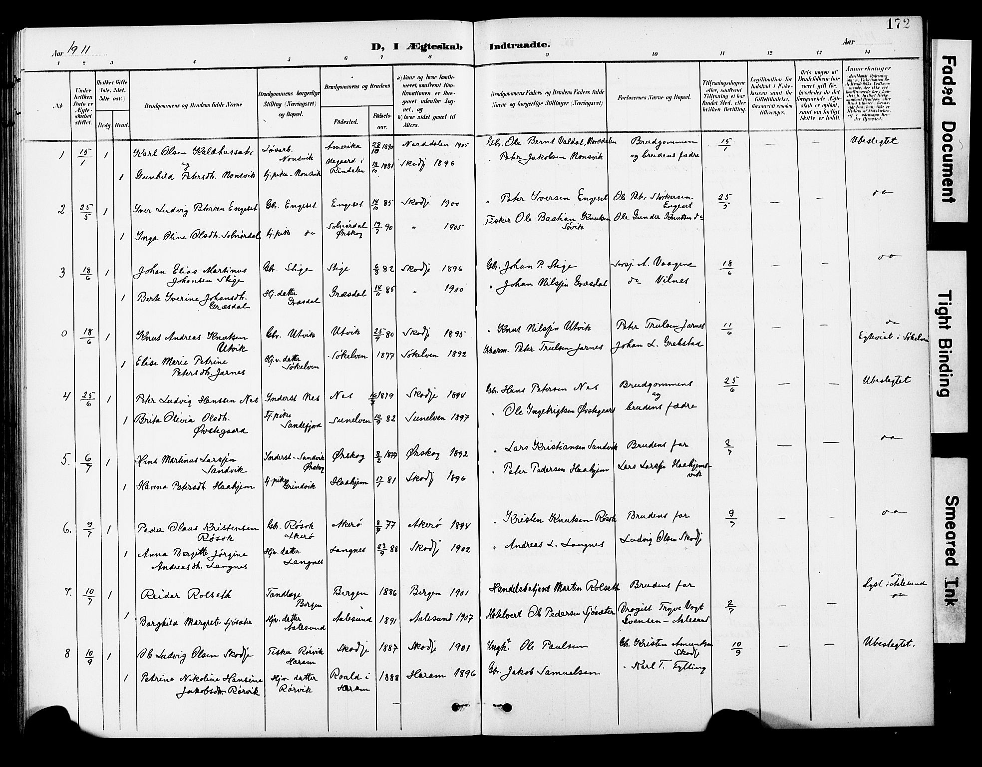 Ministerialprotokoller, klokkerbøker og fødselsregistre - Møre og Romsdal, AV/SAT-A-1454/524/L0366: Parish register (copy) no. 524C07, 1900-1931, p. 172