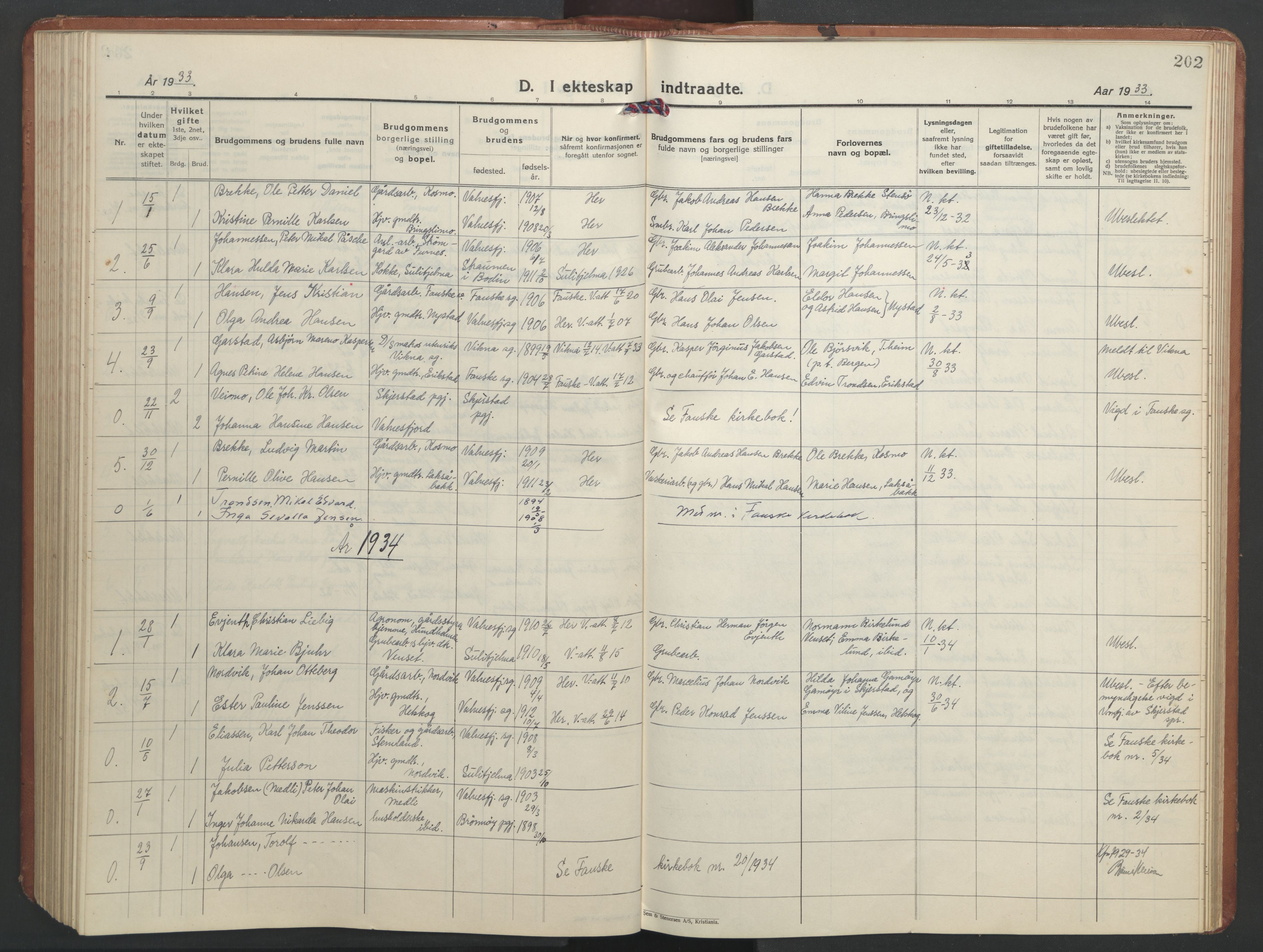 Ministerialprotokoller, klokkerbøker og fødselsregistre - Nordland, AV/SAT-A-1459/851/L0727: Parish register (copy) no. 851C02, 1925-1948, p. 202