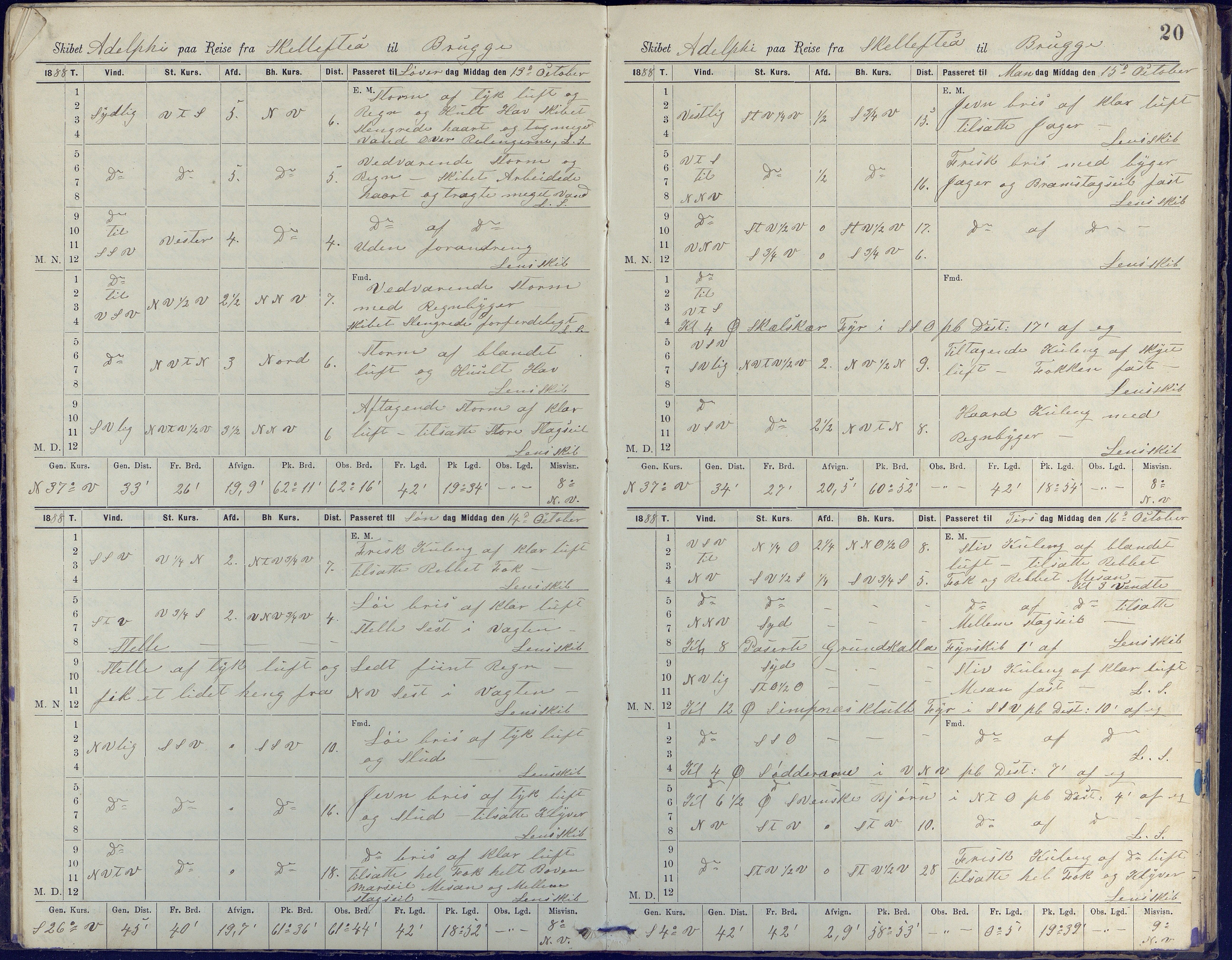 Fartøysarkivet, AAKS/PA-1934/F/L0002/0020: Flere fartøy (se mappenivå) / Adolphi (skonnert), 1888-1891, p. 20